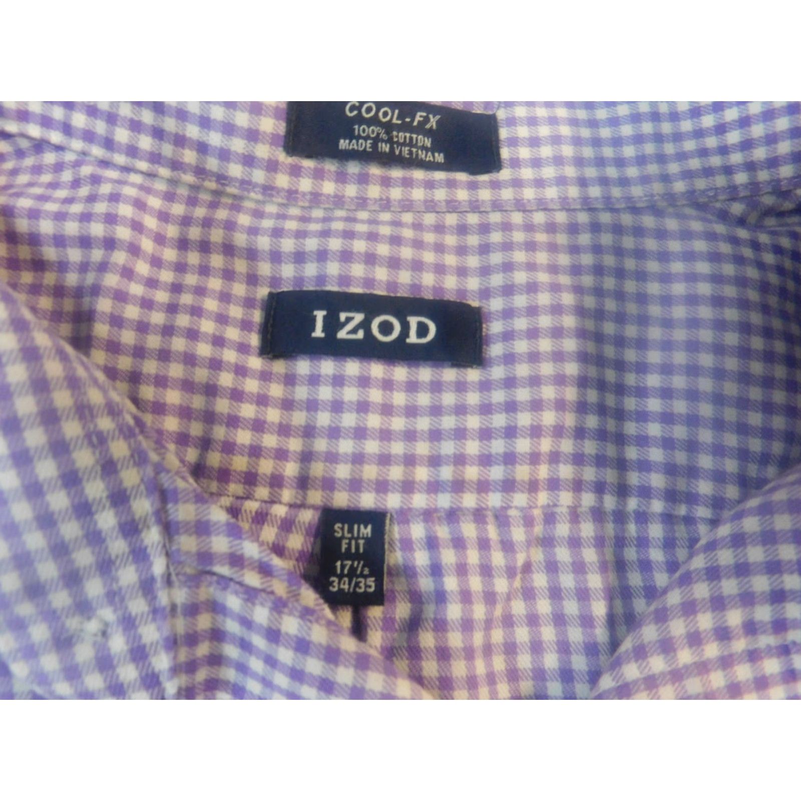 Izod IZOD Shirt Mens Regular Fit 17.5 Purple Plaid Button-Down Dress Shirt Size US XXL / EU 58 / 5 - 4 Thumbnail