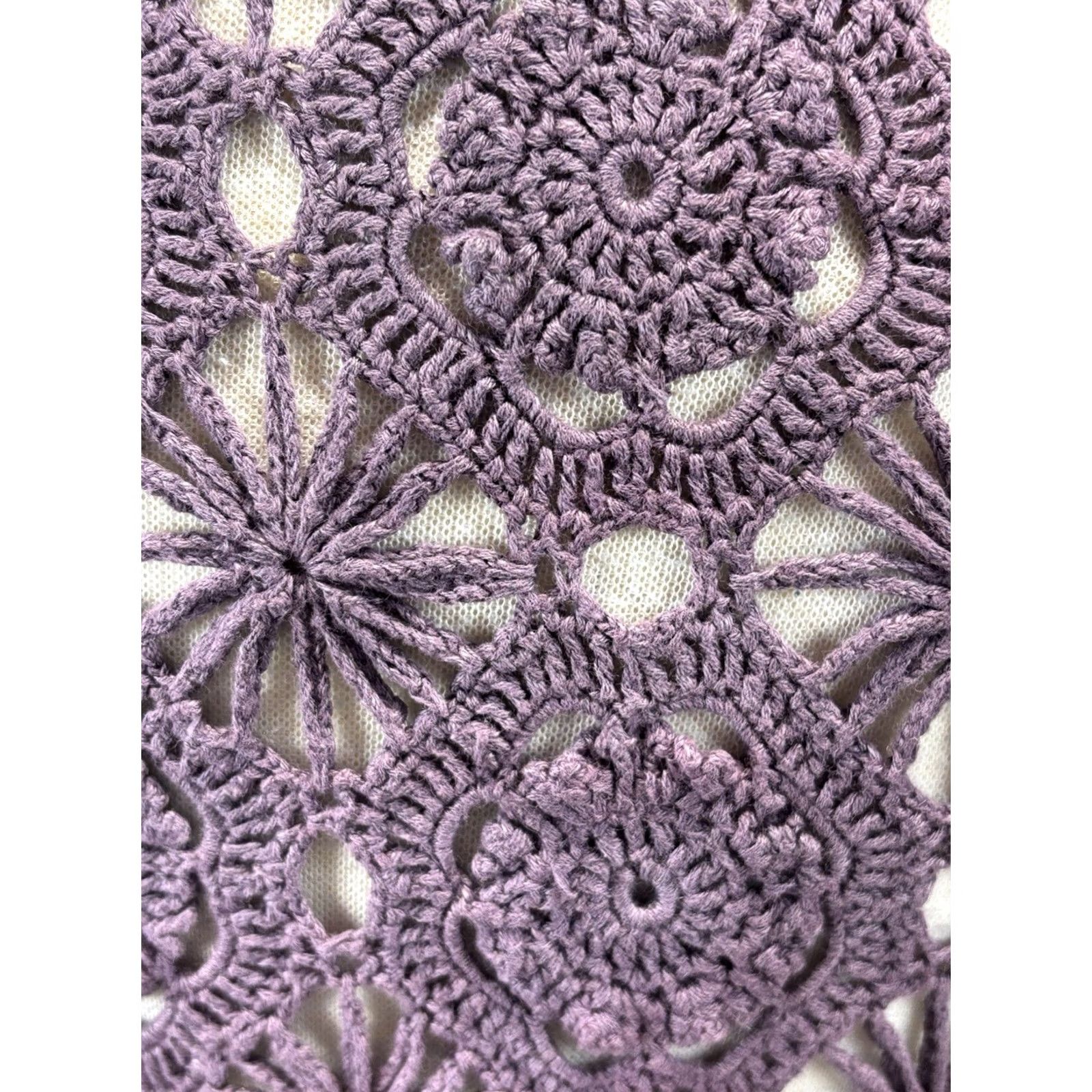 Pierre Cardin VINTAGE Pierre Cardin Crochet Cardigan Sweater Womens PM Purple Linen Blend Festival 90s Y2K Boho Whimsigoth Festival Ladies PM Ladies Size M / US 6-8 / IT 42-44 - 7 Thumbnail