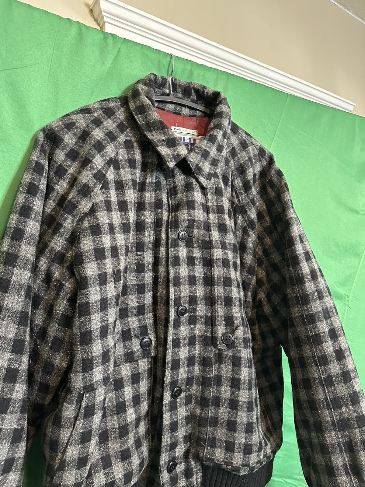 Designer 1970s vintage check cropped wool bomber / field jacket Size US XL / EU 56 / 4 - 2 Thumbnail