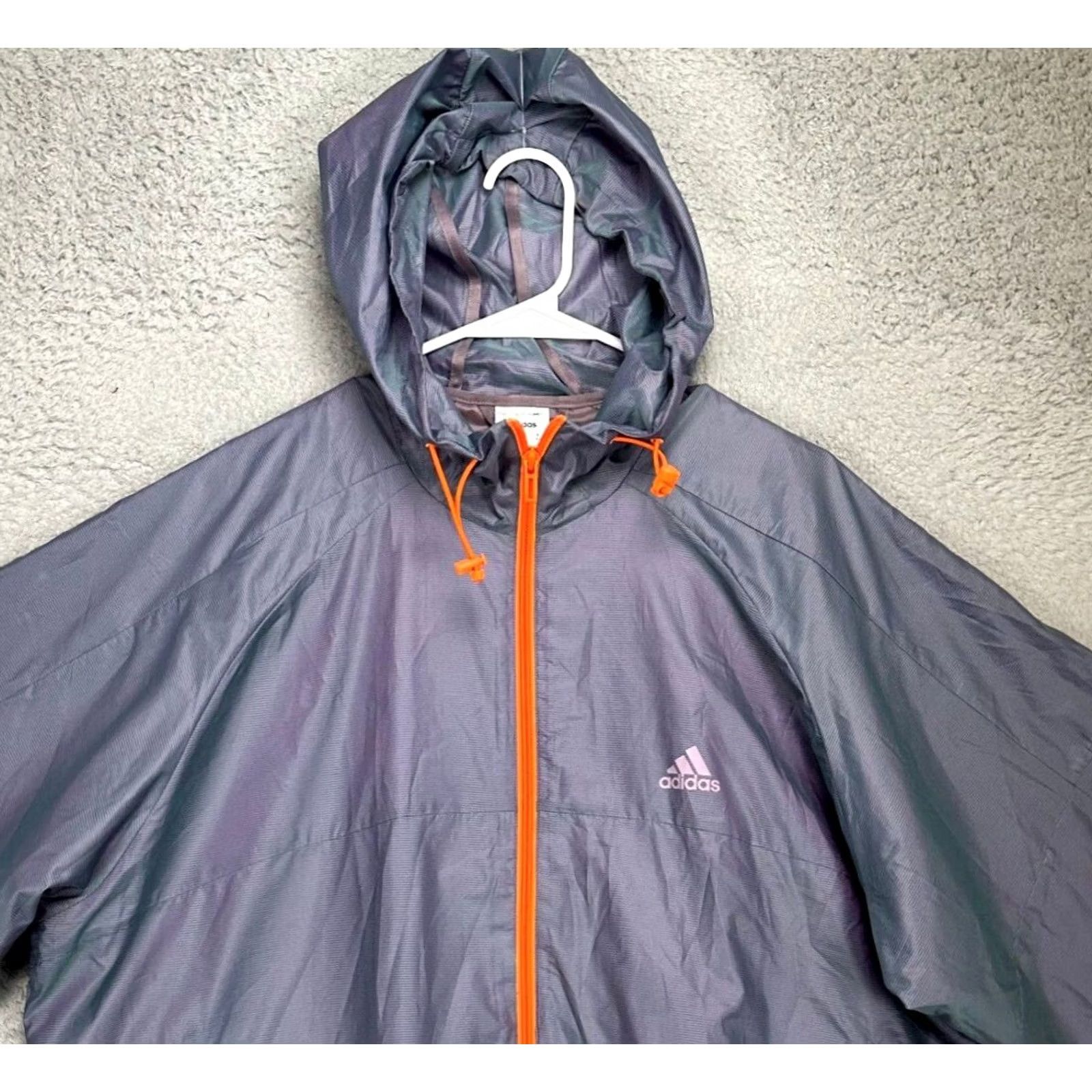 Adidas Adidas Windbreaker Jacket Womens Large Grey Nylon Full Zip Hooded Lightweight Windbreaker Jacket Women L Gray Nike-style? Size L / US 10 / IT 46 - 2 Thumbnail