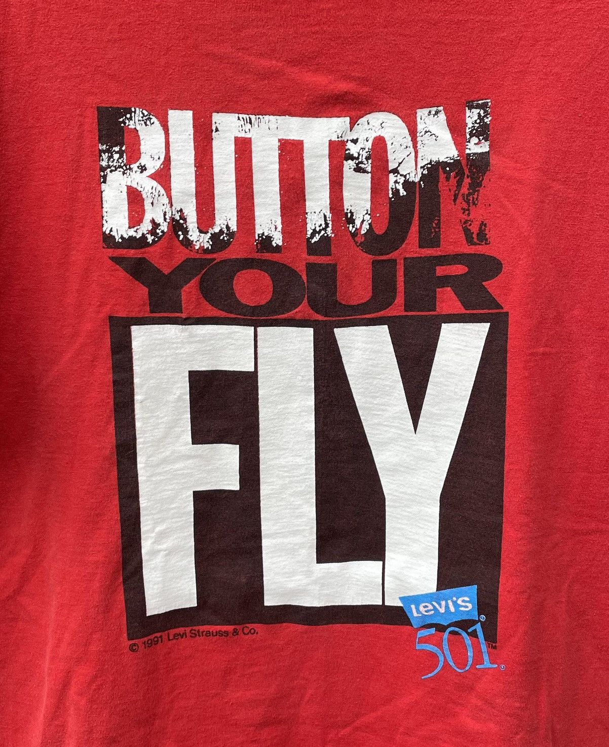 Levi's Vintage 1991 Levi’s 501 Button Your Fly Graphic T Shirt Size US XL / EU 56 / 4 - 4 Thumbnail