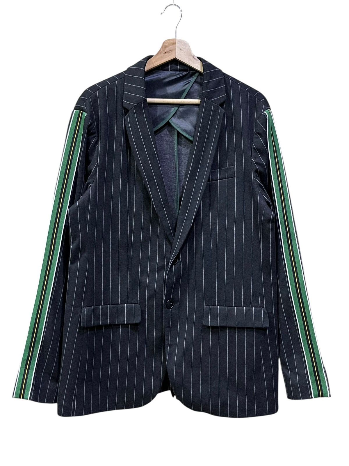 Zara ZARA Avant Pinstripe Stripe Panel Blazer Tailored Edge Size 44S - 2 Thumbnail