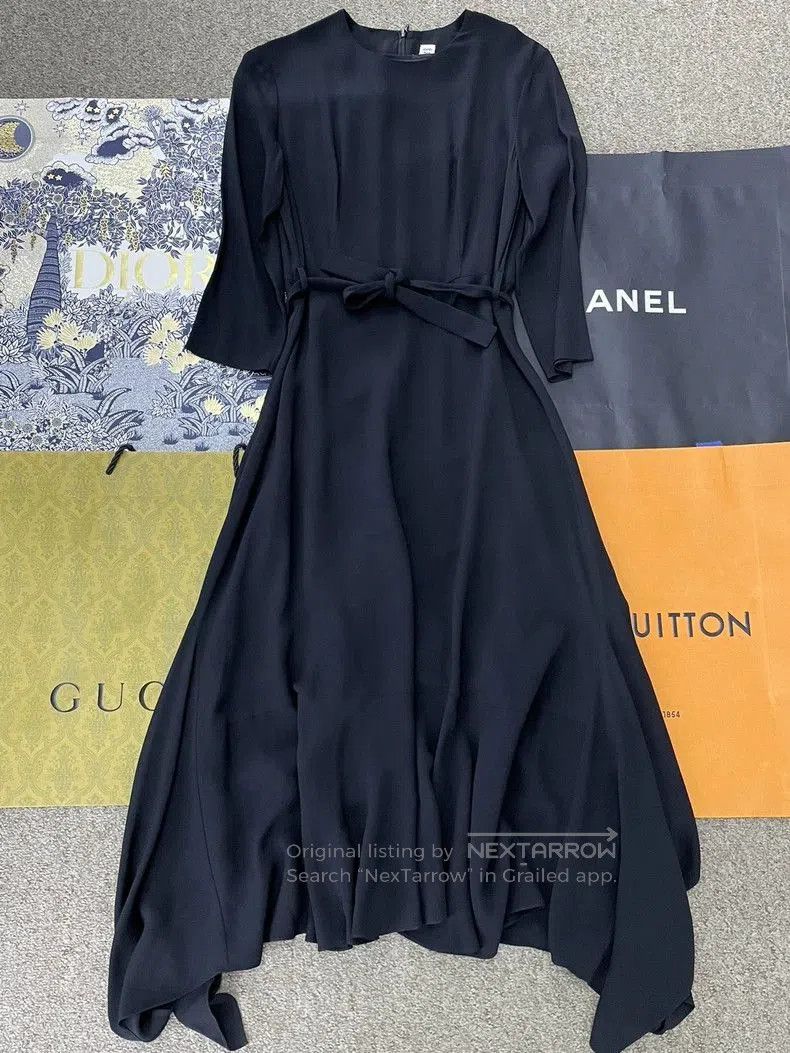 Hermes Hermes Black Tie Irregular Hem Dress. Size US 38 / EU 54 - 1 Thumbnail