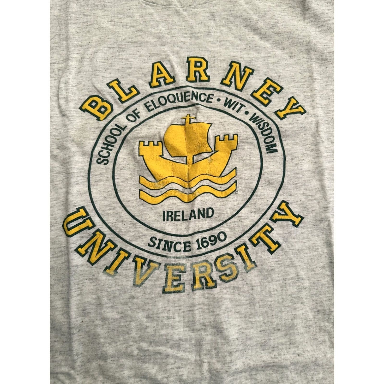 Vintage VINTAGE 90s Blarney University School Of Eloquence Ireland Large Tee Single Stitch T-Shirt Mens L Gray Short Sleeve Size US L / EU 52-54 / 3 - 3 Thumbnail