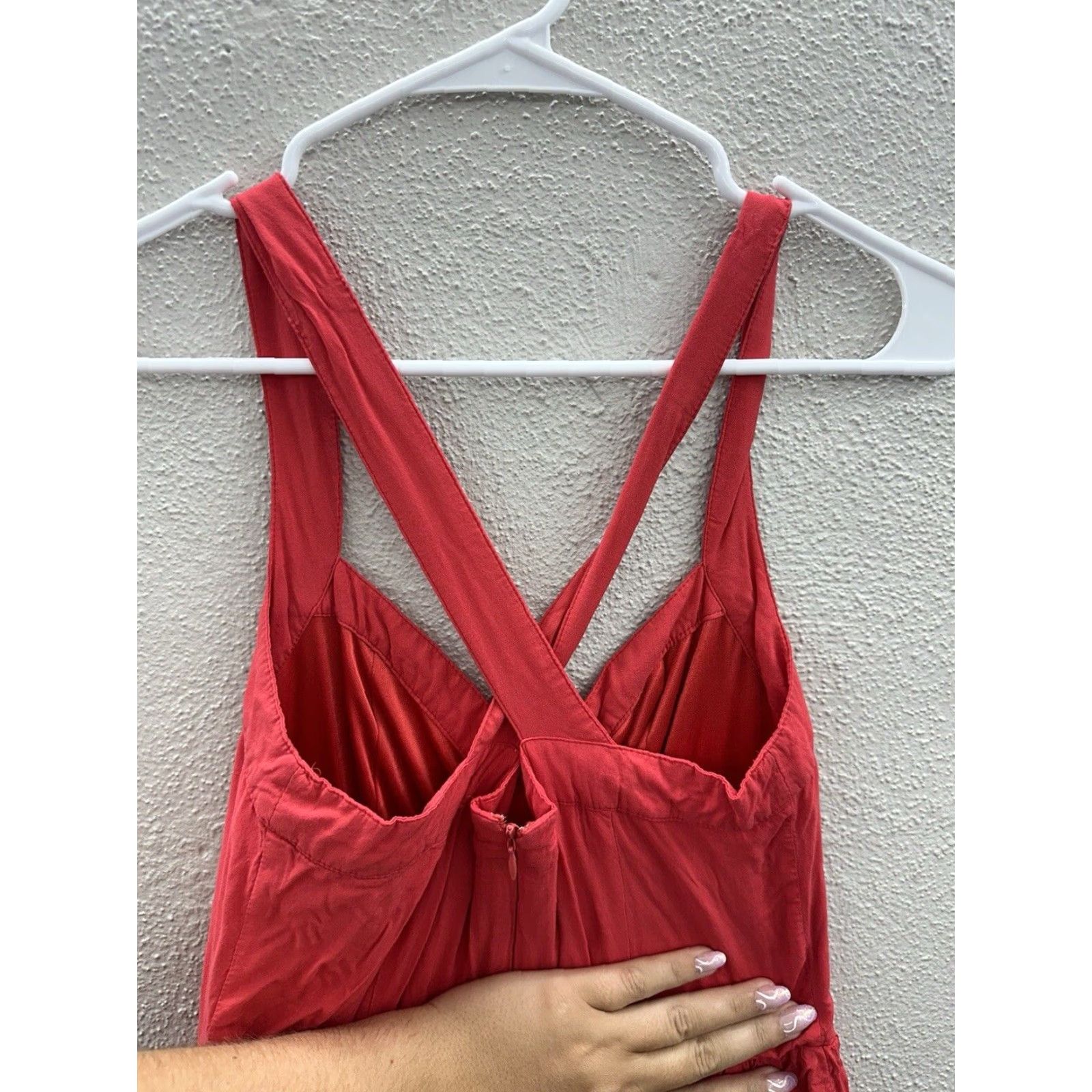 Forever 21 Forever 21 Womens Dress Size Medium Red Sleeveless Sun Dress Cross Back Straps Size M / US 6-8 / IT 42-44 - 7 Thumbnail