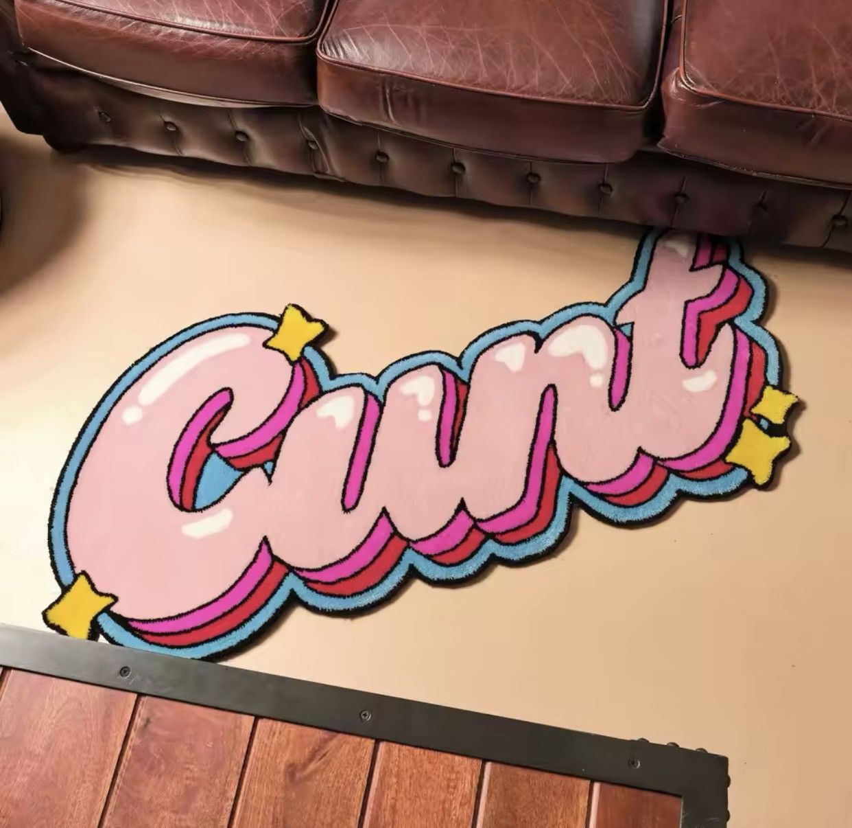 Japanese Brand Pink Cute 3D Art Font Rug 80cm Size ONE SIZE - 1 Thumbnail