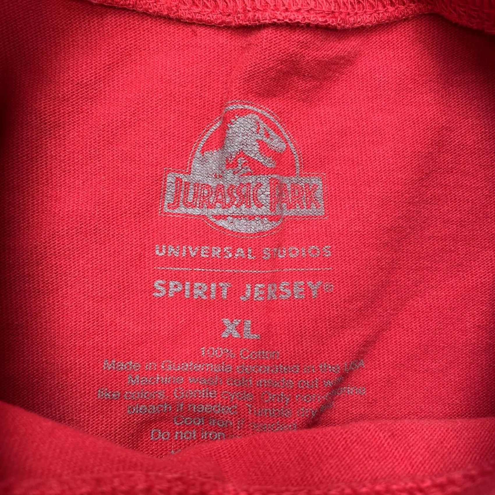 Vintage Jurassic Park Spirit Jersey Shirt Mens XL Red 30th Anniversary T Rex Graphic Tee Size US XL / EU 56 / 4 - 5 Thumbnail