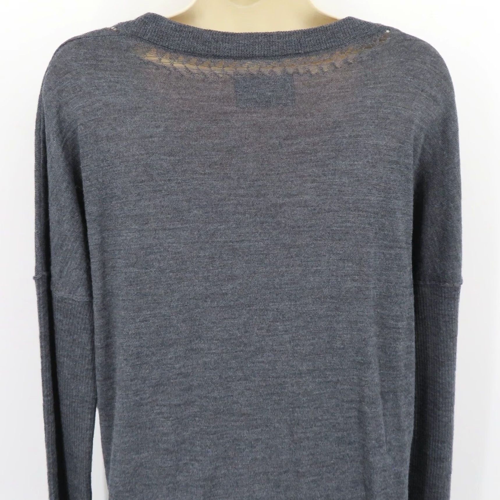 Zadig & Voltaire Zadig & Voltaire Women L Large PREPPY Merino Wool Blue Gray Scoop Neck Sweater Size L / US 10 / IT 46 - 6 Thumbnail