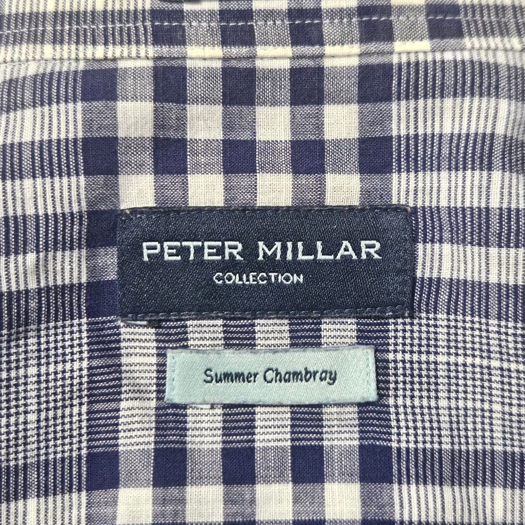 Peter Millar Peter Millar Collection Shirt Medium Blue White Plaid Chambray L/S Men's Summer Size US M / EU 48-50 / 2 - 4 Thumbnail