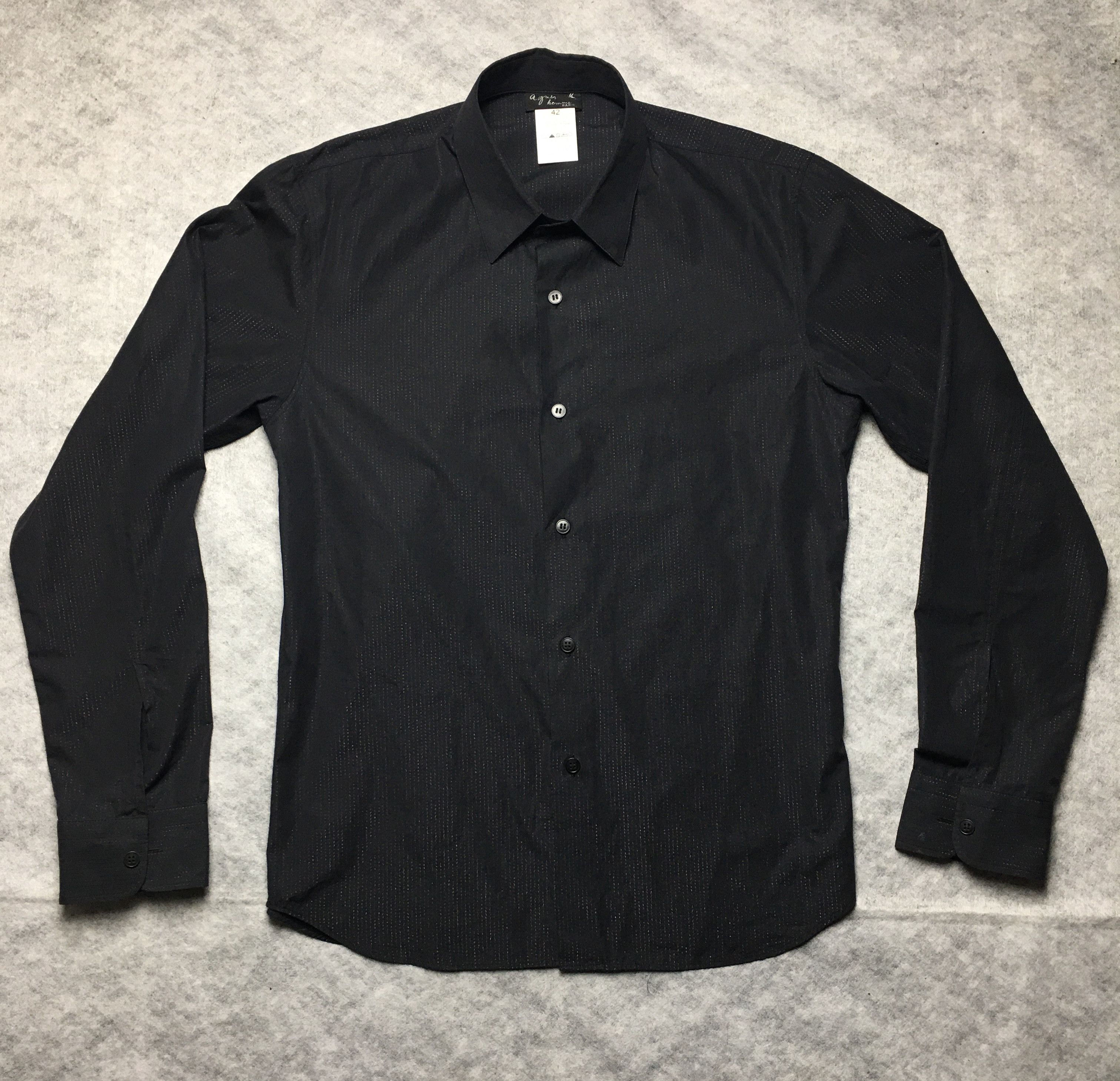 agnes b. Agnes b. Homme Black Cotton Metal Striped Shirt EU 42 Size 42R - 1 Thumbnail