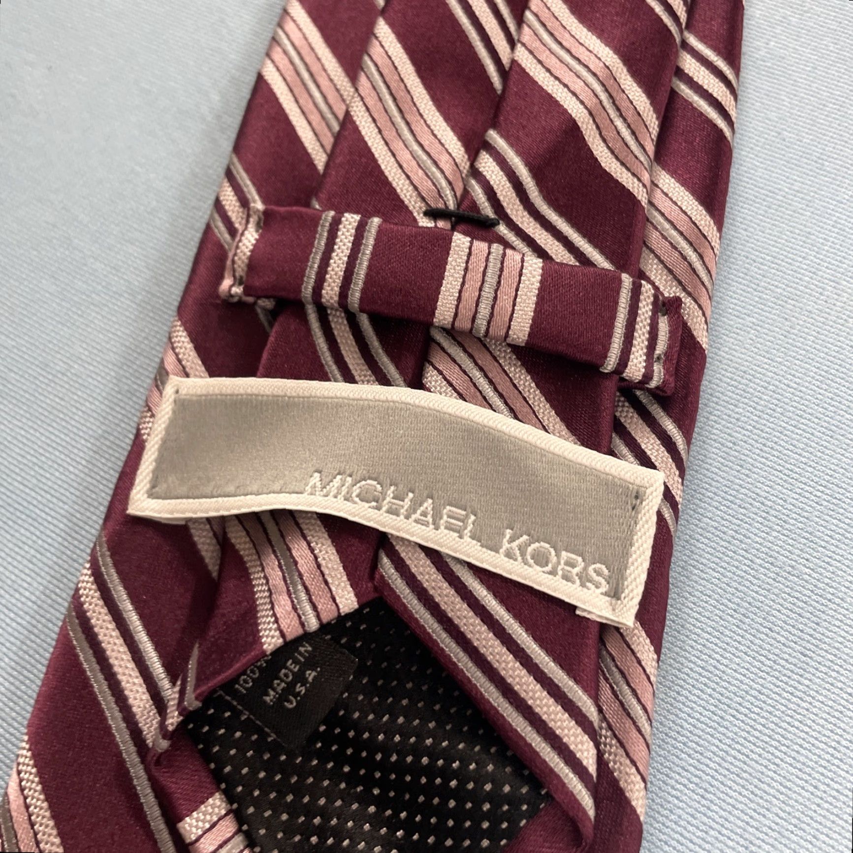 Michael Kors VINTAGE Michael Kors Tie 100% Silk Red Pink Exec Striped Necktie Made USA 3x60 Mens Size ONE SIZE - 4 Thumbnail