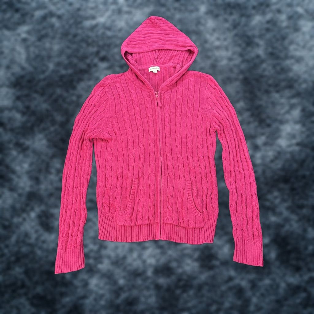 Vintage VINTAGE St John’s Bay Hoodie Womens Large Pink Cable Knit Full Zip 90s Y2K Chunky Knit Womens Size L / US 10 / IT 46 - 1 Thumbnail