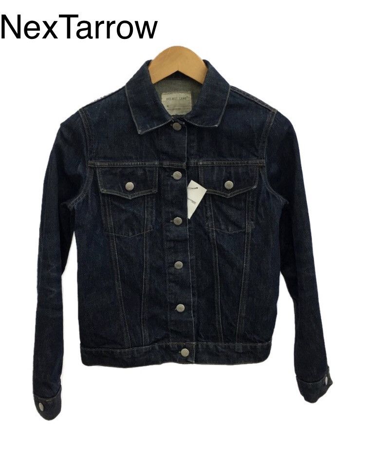 ジャケット・アウター Helmut Lang 1999 coated black denim Vintage Helmut Lang Black Classic Denim Jacket 1999 Italy 46