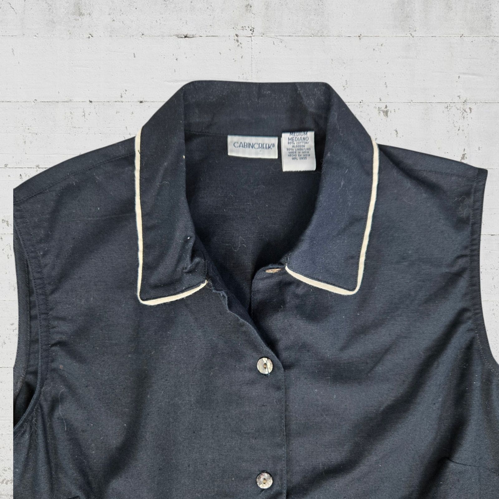 Cabin Creek Vintage Black Safari Sleeveless Button Up Size Medium Size M / US 6-8 / IT 42-44 - 4 Thumbnail