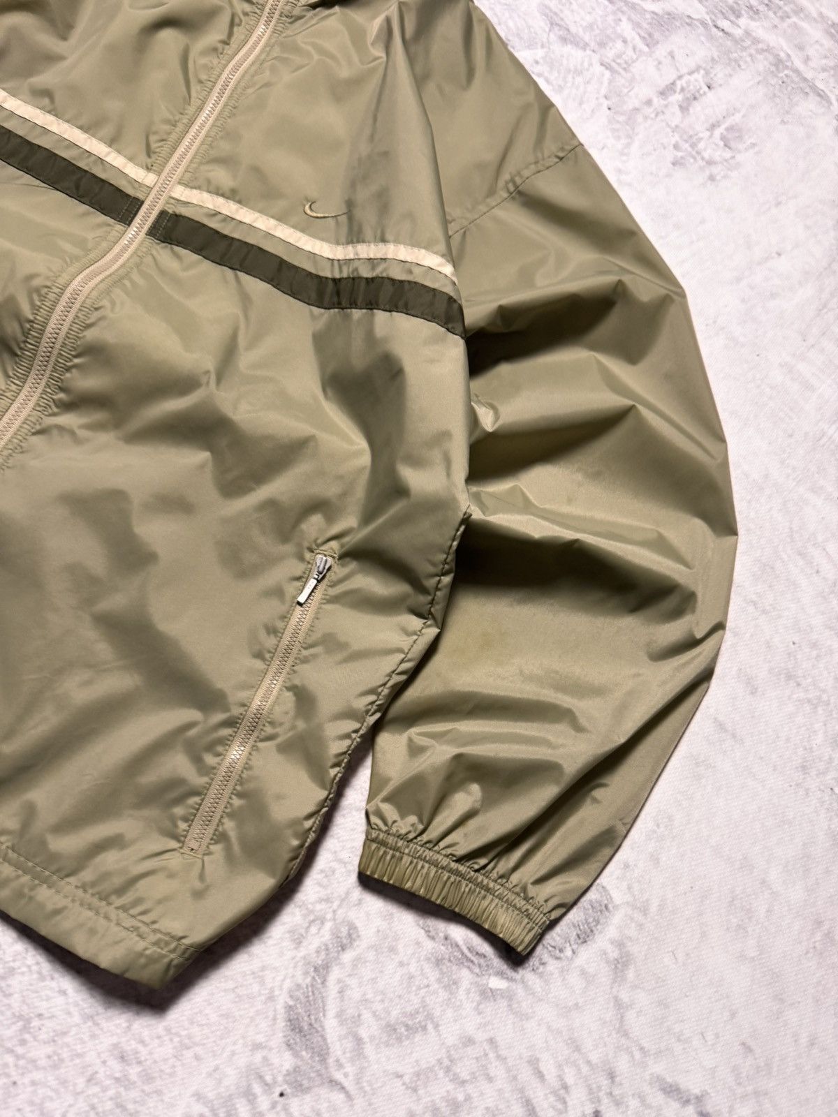 Nike × Vintage 00s Nike Vintage Mini Swoosh Oversize Drill Track Jacket Y2K Size US S / EU 44-46 / 1 - 5 Thumbnail