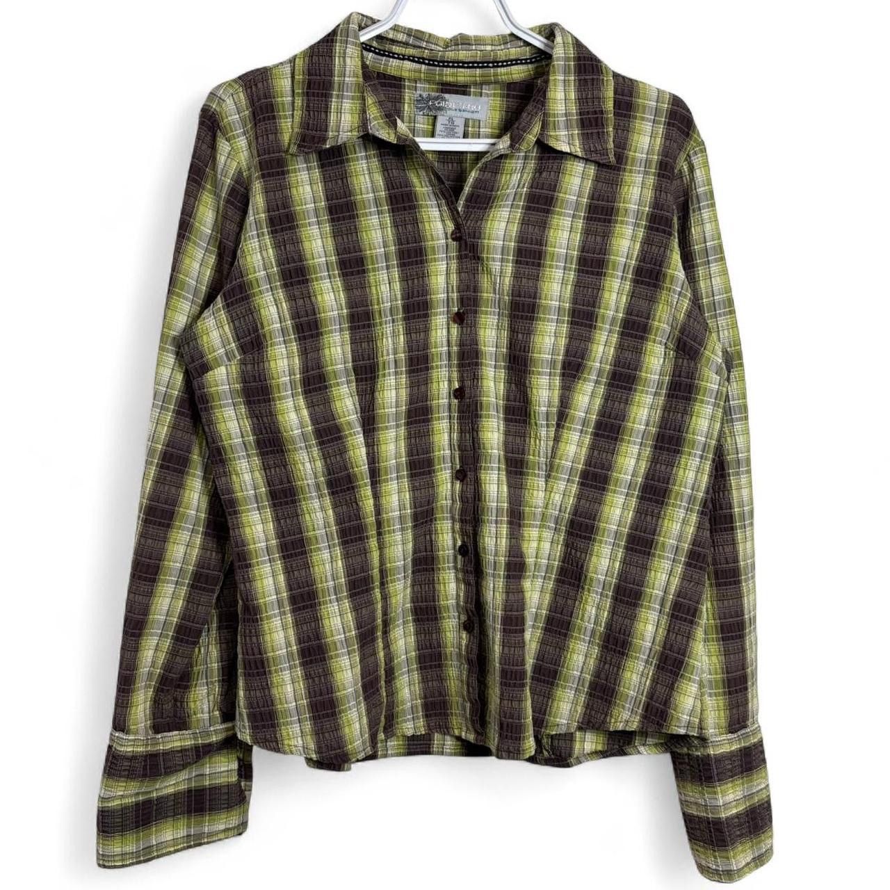Point Zero Vintage Y2K Plaid Yellow And Brown Button-Up Shirt Size XL / US 12-14 / IT 48-50 - 1 Thumbnail