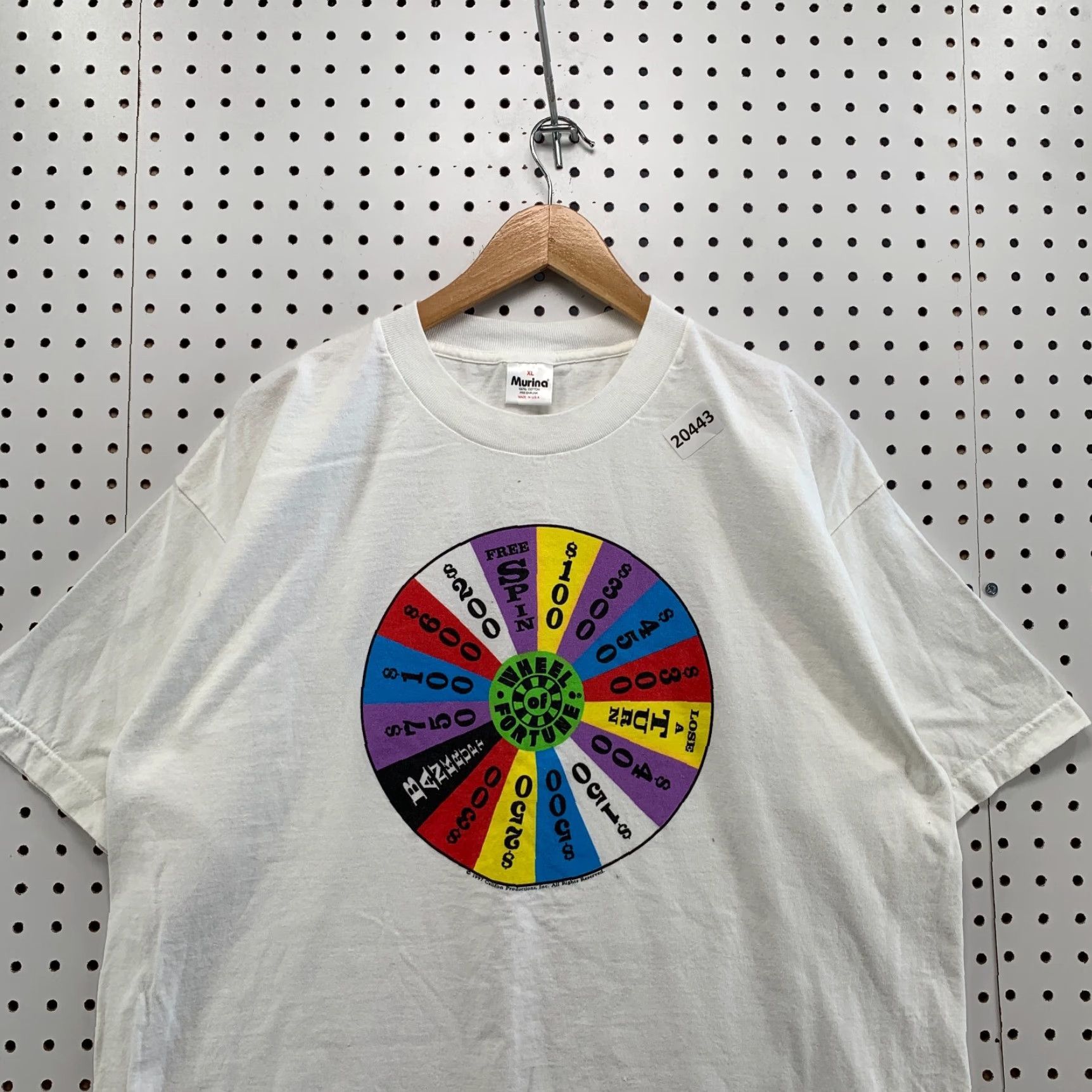 Vintage VINTAGE Wheel Of Fortune T-Shirt White Pinwheel Graphic Adult XL 23.5x30 90s Men Mens Size US XL / EU 56 / 4 - 5 Thumbnail