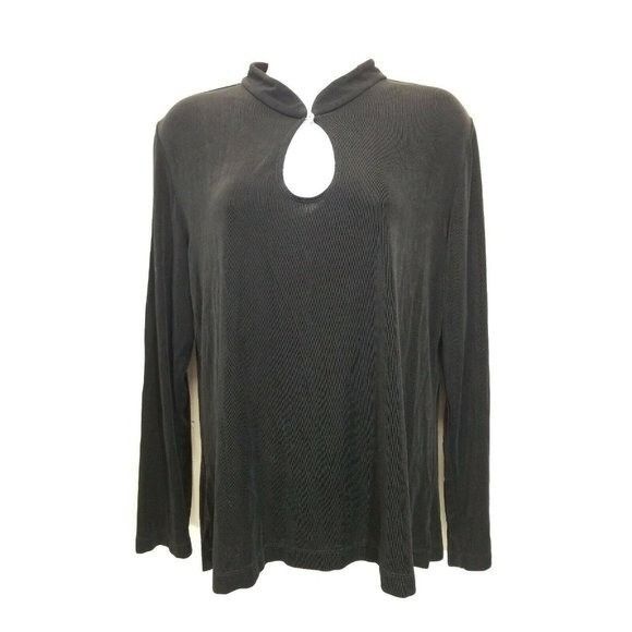 Other Chicos Travelers 2 Top Slinky Liquid Knit Black Keyhole Long Size L / US 10 / IT 46 - 1 Thumbnail