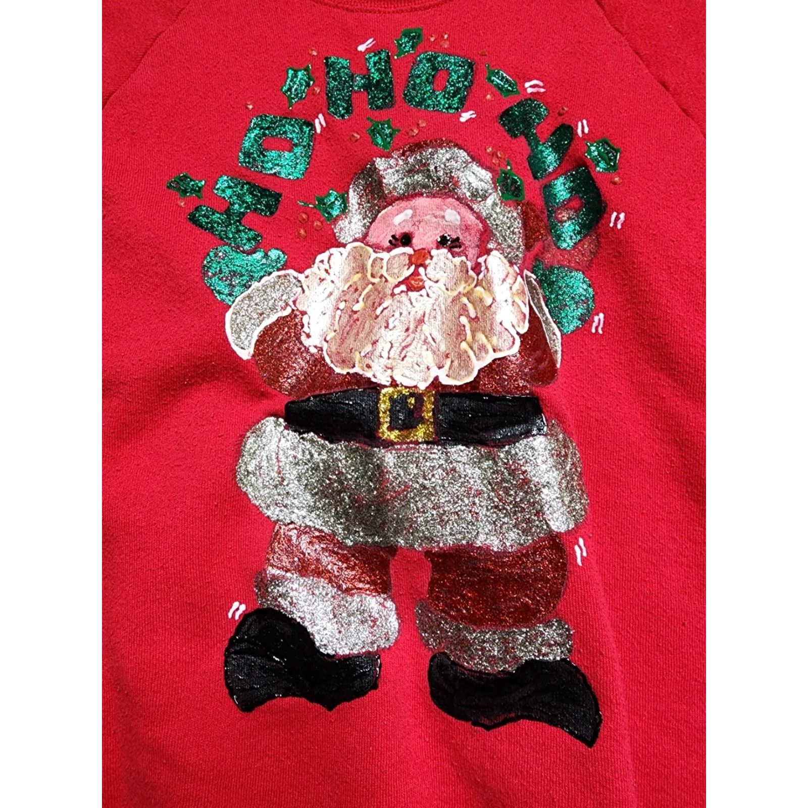 Fruit Of The Loom VINTAGE Fruit of the Loom Santa Christmas Sweatshirt Long Sleeve Crew Neck Red L Pullover Unisex Adults Christmas 80s 90s Retro Fun Novelty Sweatshirt Size US L / EU 52-54 / 3 - 2 Thumbnail