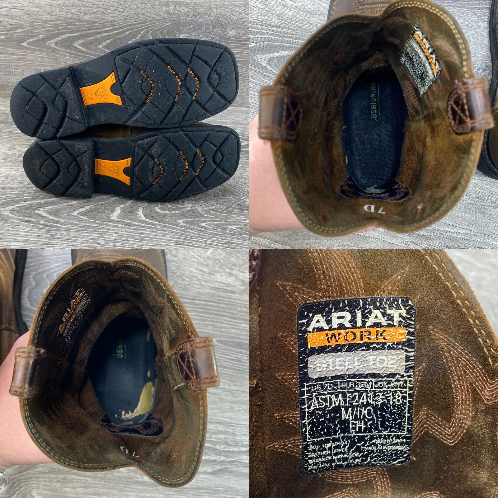 Ariat Ariat Work Steel Toe Mens 7 D Boots Cowboy Western Square Toe Brown Leather Shirt Men Size US 7 / EU 40 - 8 Thumbnail