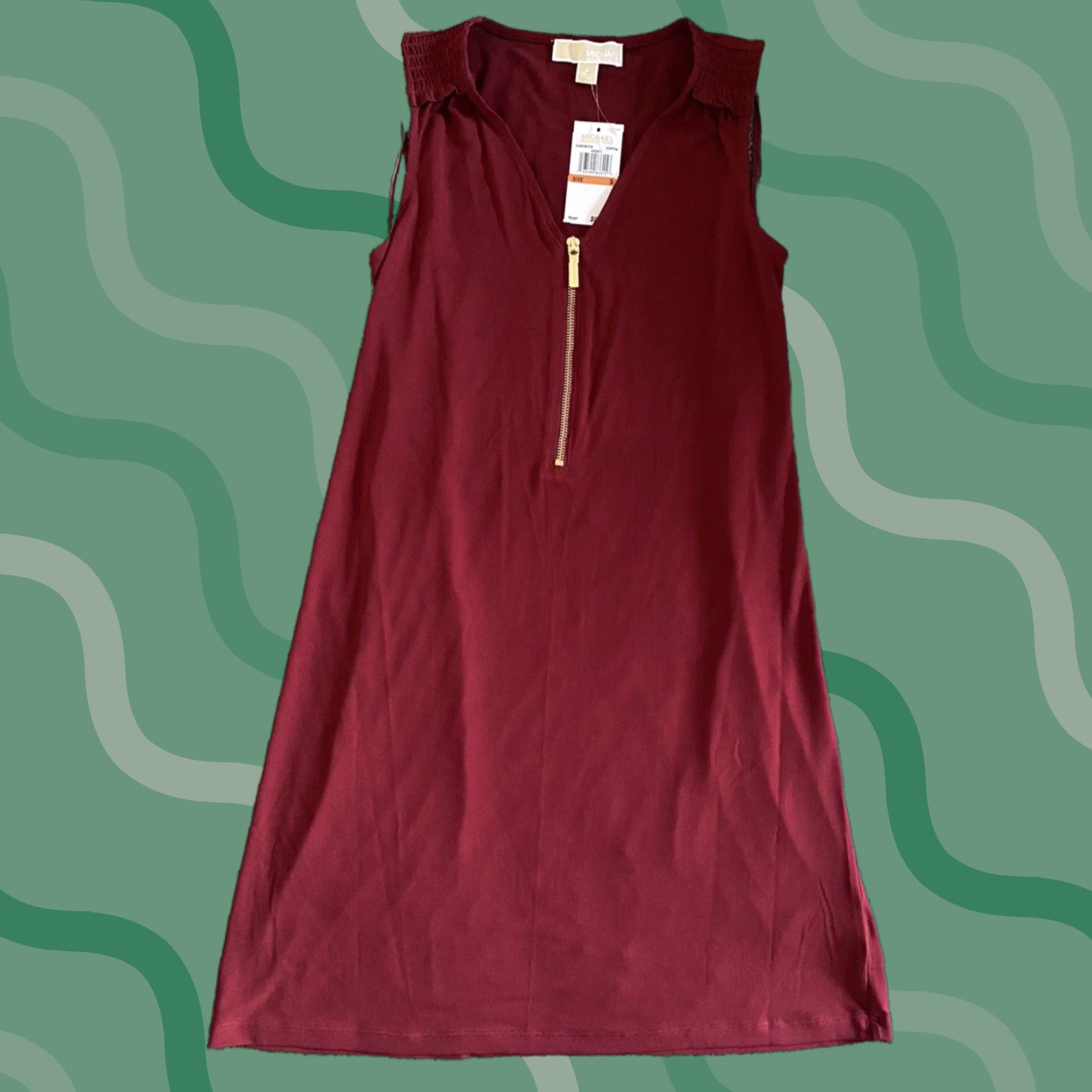 Michael Kors NWT Michael Kors Women’s Dress Sleeveless Maroon Red Size Small Short Zip Classic Designer Size S / US 4 / IT 40 - 1 Thumbnail