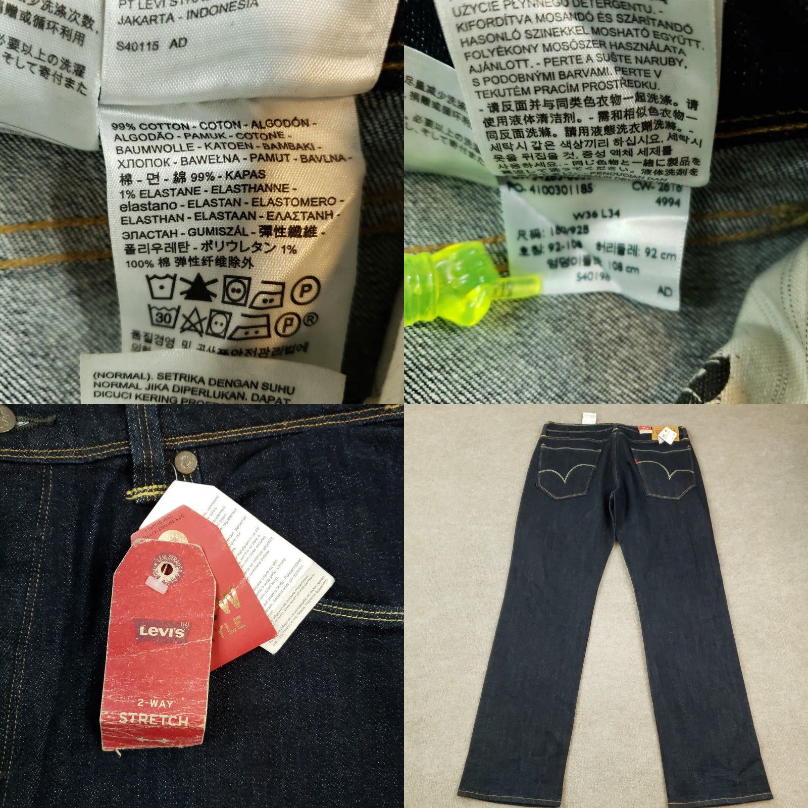 Levi's Levis 514 Straight Leg Jeans Mens 38x33 Blue Mid Rise Stretch 5 Pocket Size US 38 / EU 54 - 8 Thumbnail