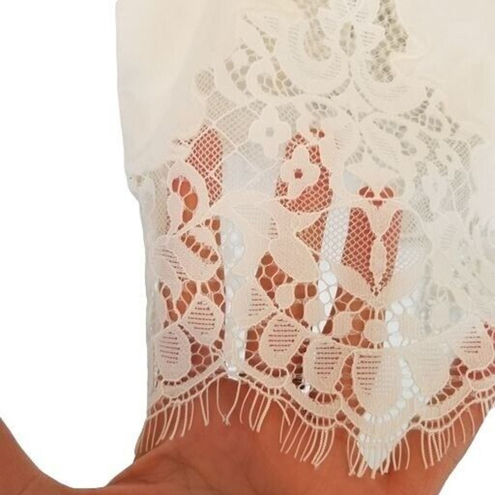 Lauren Ralph Lauren Lauren Ralph Lauren Womens Lace Hem Ivory Tunic Top Size M Size M / US 6-8 / IT 42-44 - 4 Thumbnail