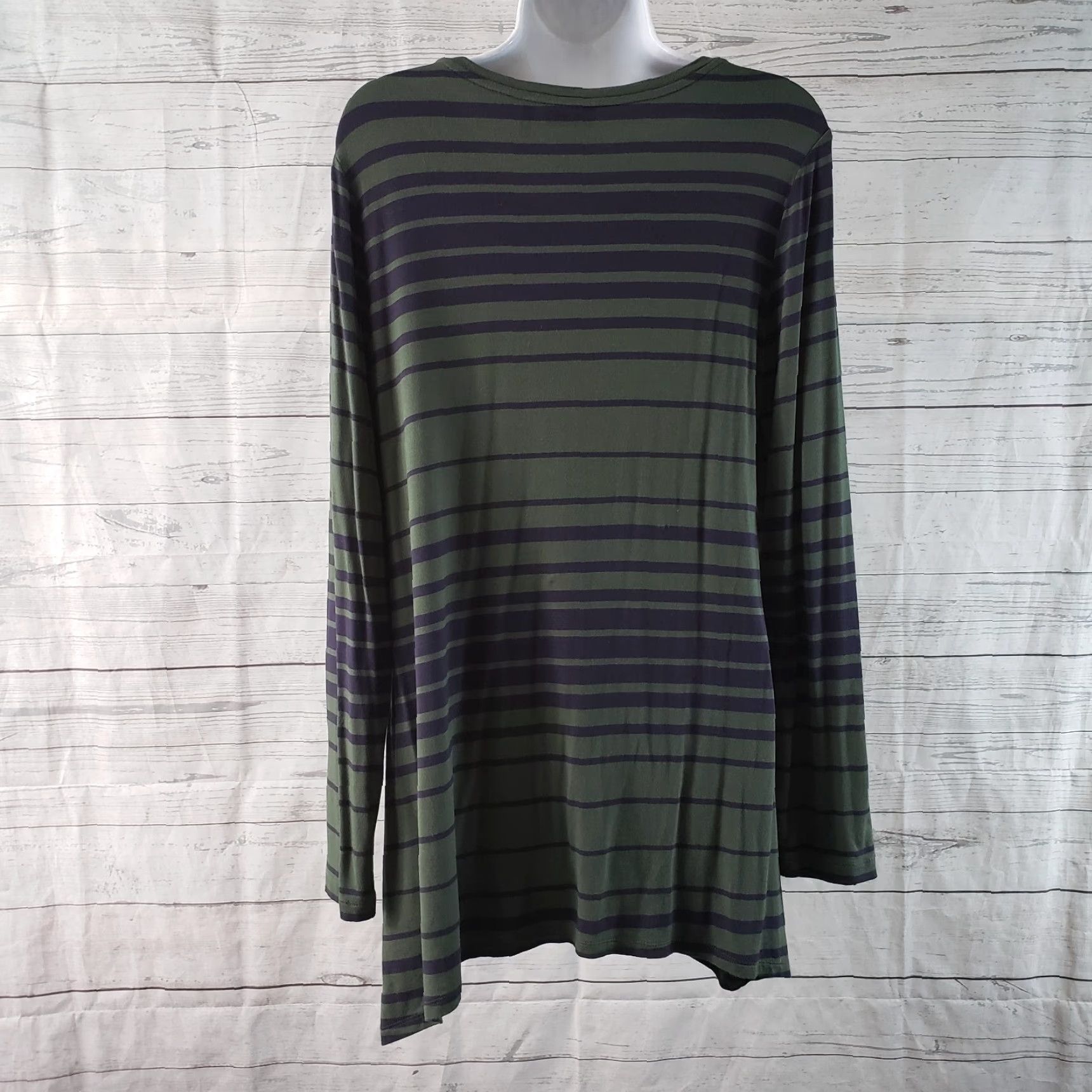 Vintage LOGO by Lori Goldstein Womens Tunic Top Sz M Blue Green Stripe Long Sleeve Shirt Blouse Category Tunic Mens Womens Size M / US 6-8 / IT 42-44 - 4 Thumbnail