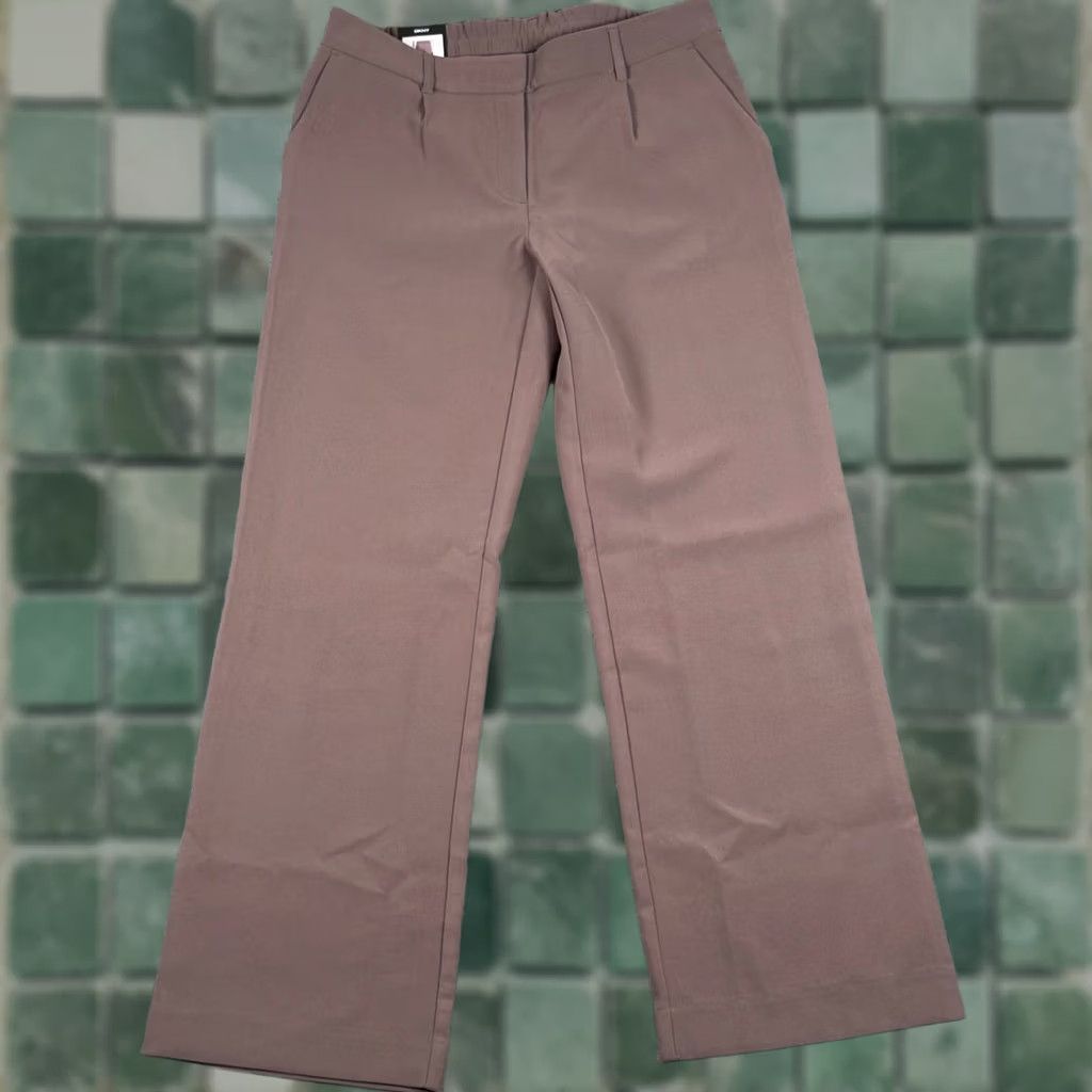 DKNY DKNY Womens 12 Wide Leg Pants Brown Elastic Waist Pleated Front Career Corpcore Dress Pants Women Regular 12 Brown Wide-Leg Workwear Casual Modern Size 34" / US 12 / IT 48 - 1 Thumbnail