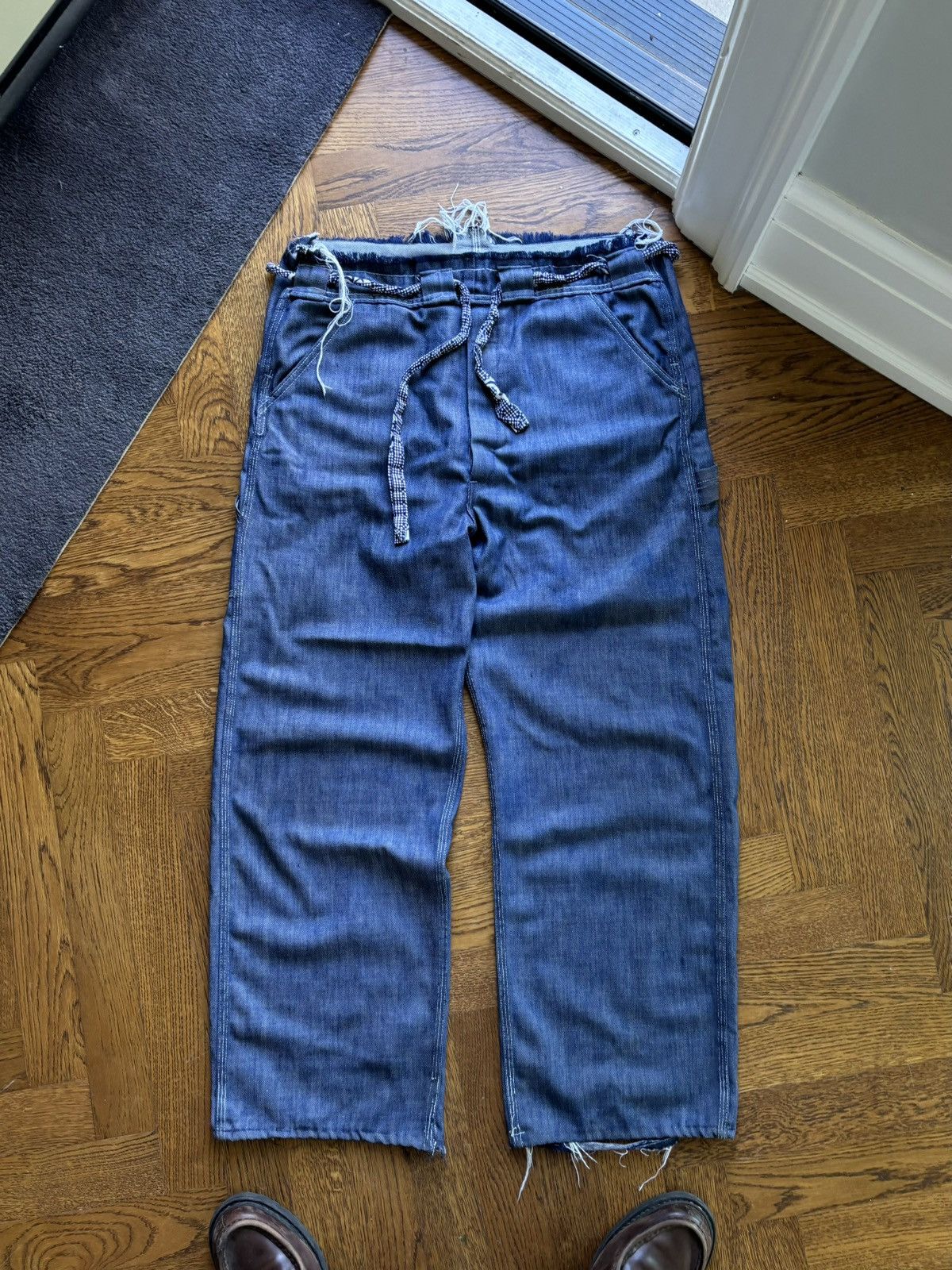Oshkosh × Sears × Vintage Vintage Dark Denim 60s 70s Baggy Long Loose Heel Drag USA Size US 34 / EU 50 - 13 Thumbnail