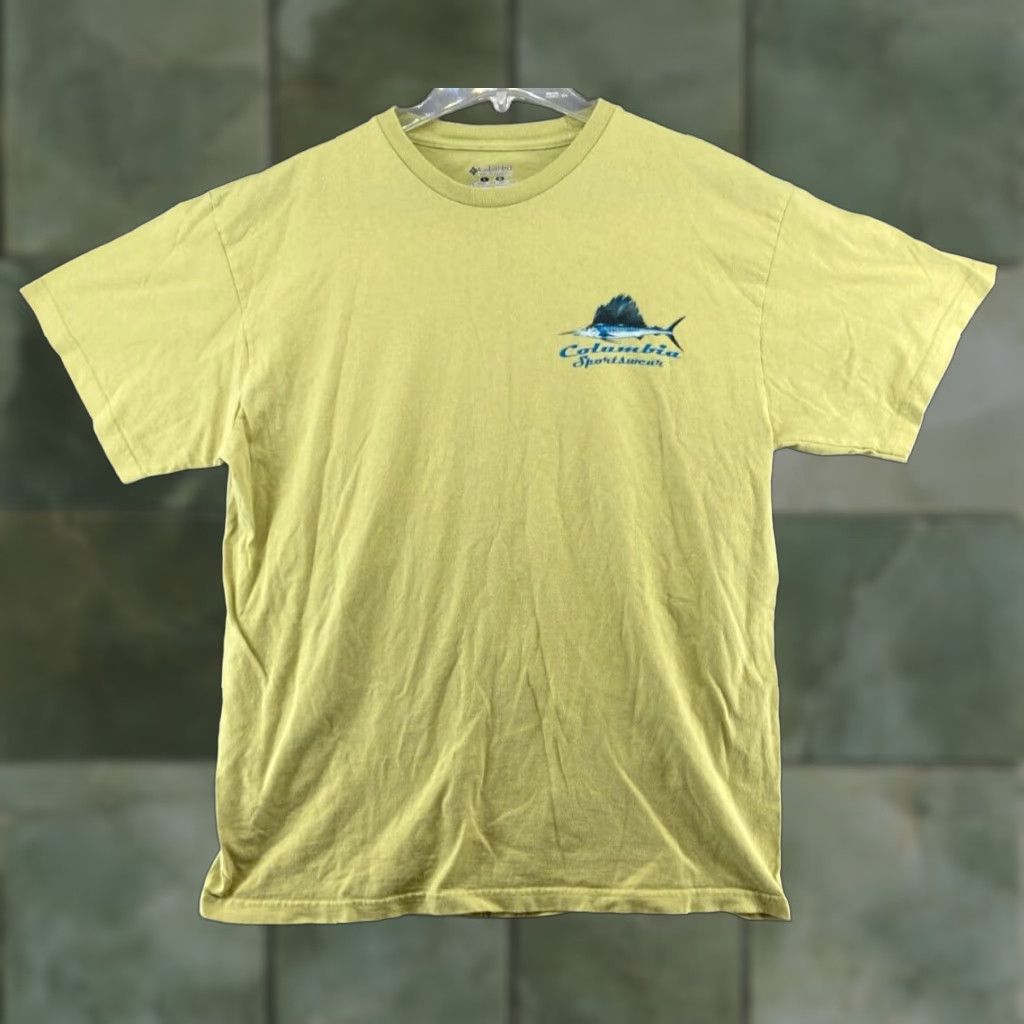 Vintage Columbia Mens T-Shirt Large Yellow Saltwater Gamefish Fishing Size US L / EU 52-54 / 3 - 1 Thumbnail