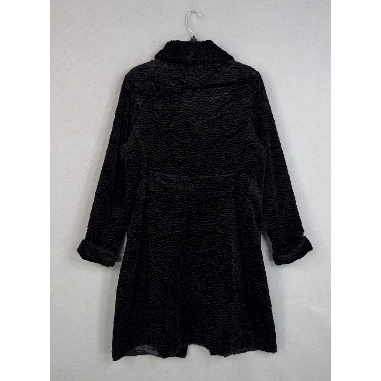 Madison 1 Madison Coat Womens Large Black Velour Overcoat Mid Length Button Front Lined Pockets Single Breasted Vintage No (adjusted for clarity) Size L / US 10 / IT 46 - 6 Thumbnail
