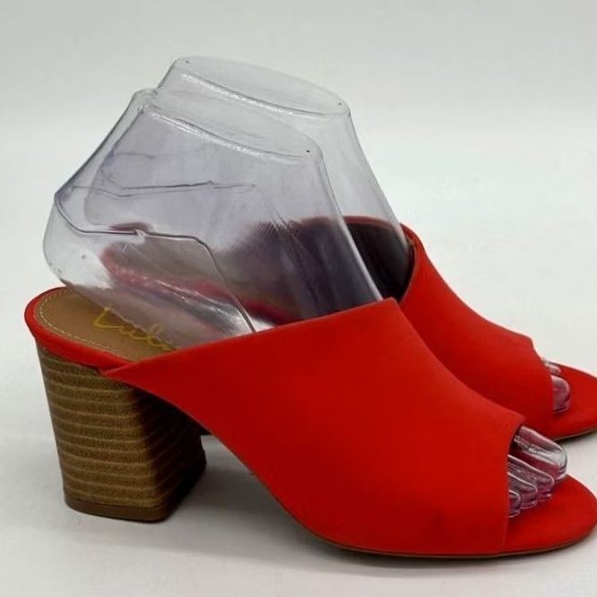 Lulus Lulus Heels Mules Womens 5.5 Red Peep Toe Slip On Comfort Blocked High Heel New Size US 6 / IT 36 - 5 Thumbnail