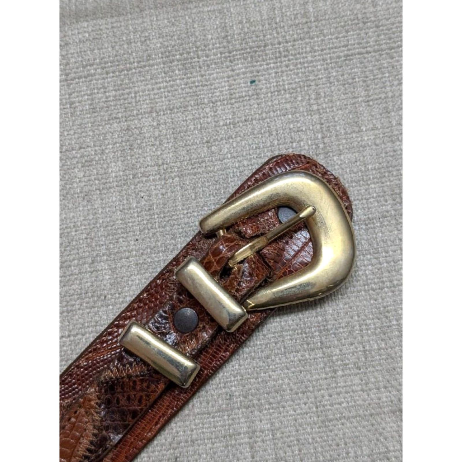 Vintage VINTAGE Justin belt USA-made Ranger Western Belt, 40, Brown, Genuine Lizard, Buckle, Ranger, Belt, Men Size 40 - 7 Thumbnail
