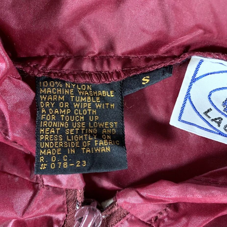 VTG Lacoste Men's Nylon Hooded Anorak Full Zip Jacket Burgundy Red Small
