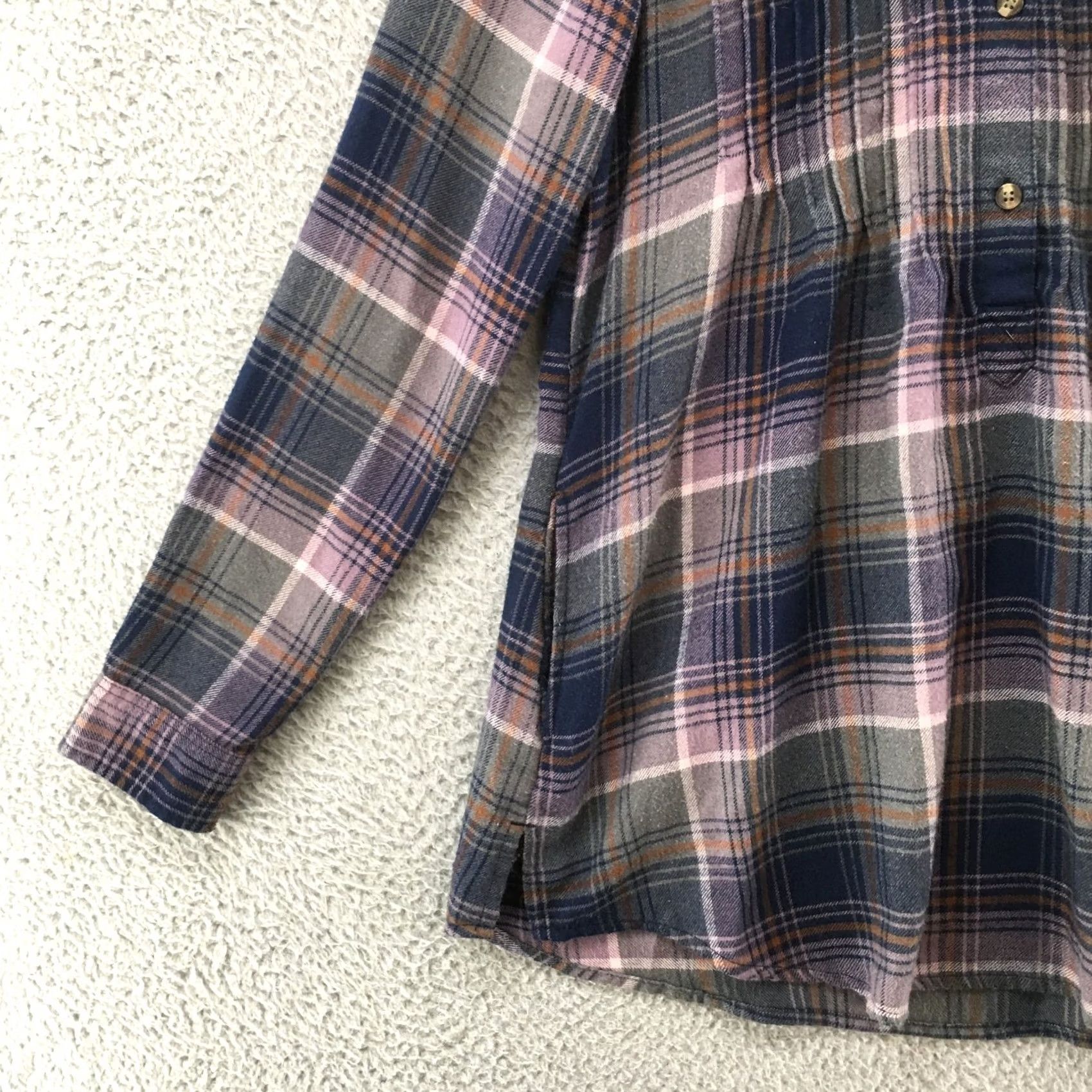 American Eagle Outfitters American Eagle Outfitters Blouse Shirt Womens Small Purple Long Sleeve Plaid Button Pintuck Crew Neck Knit Tunic Size S / US 4 / IT 40 - 3 Thumbnail