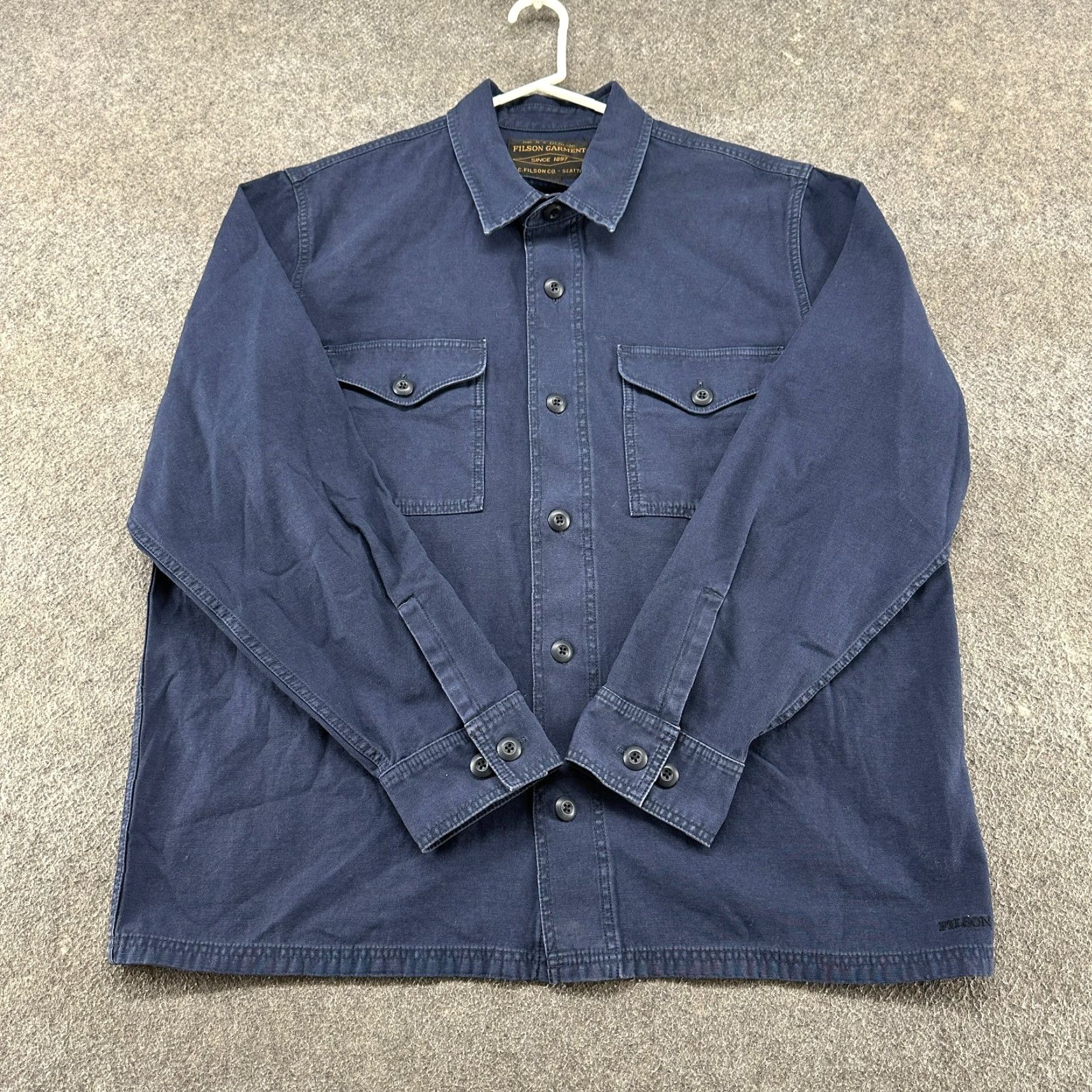 Filson Filson Jacket Mens XL Blue Navy Button Up Long Sleeve Shirt Field Jac Canvas Size US XL / EU 56 / 4 - 2 Thumbnail