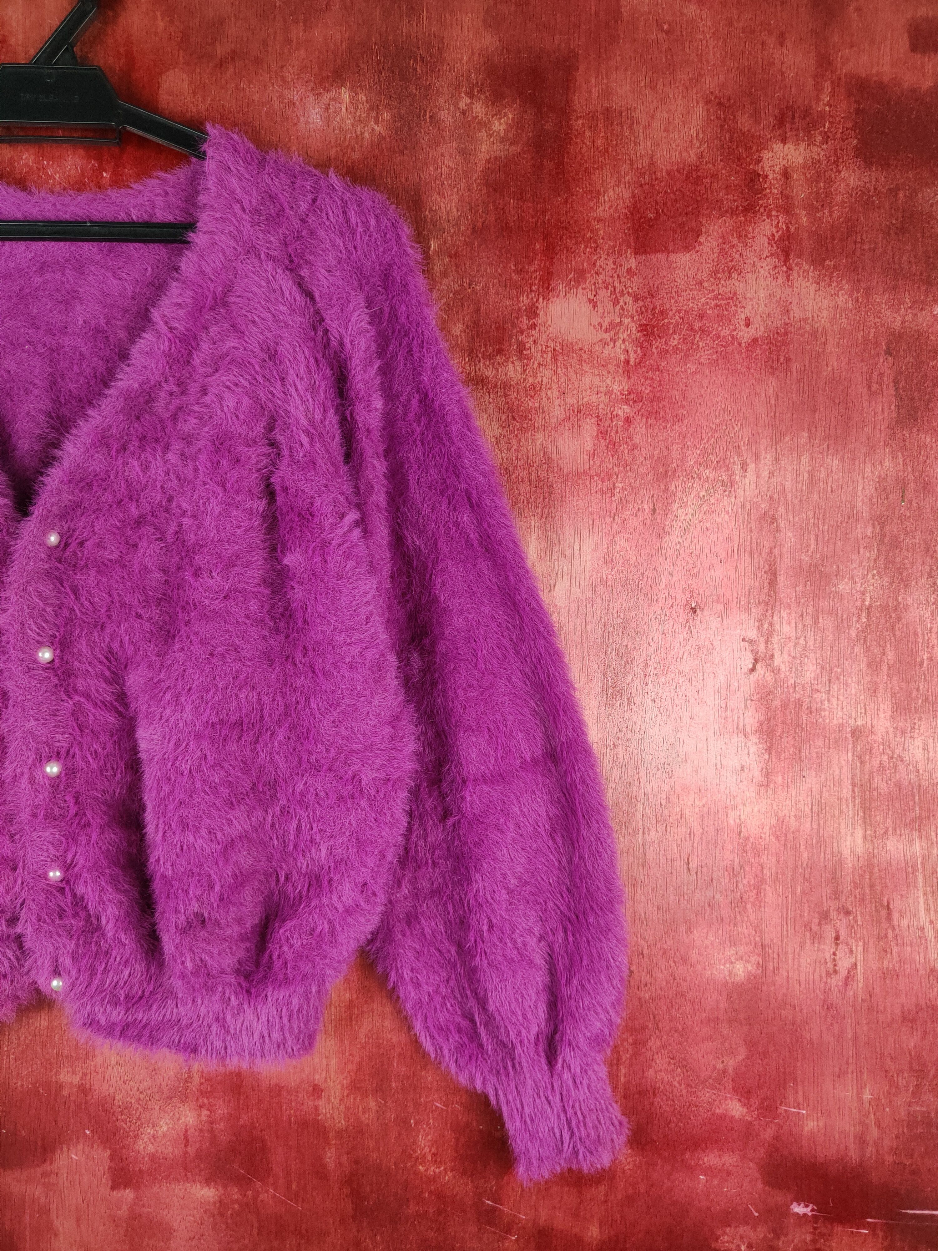 Aran Isles Knitwear Choco Raffine Robe Ivory Fur Mohair Knitwear #S1948 Size S / US 4 / IT 40 - 5 Thumbnail
