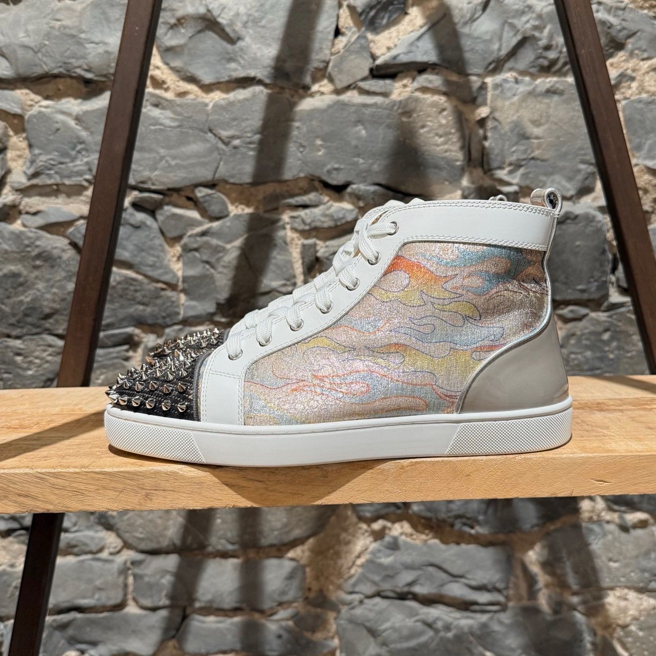 Christian Louboutin Christian Louboutin Lou Spikes Flame Lurex High-top Sneakers Size US 10.5 / EU 43-44 - 7 Thumbnail