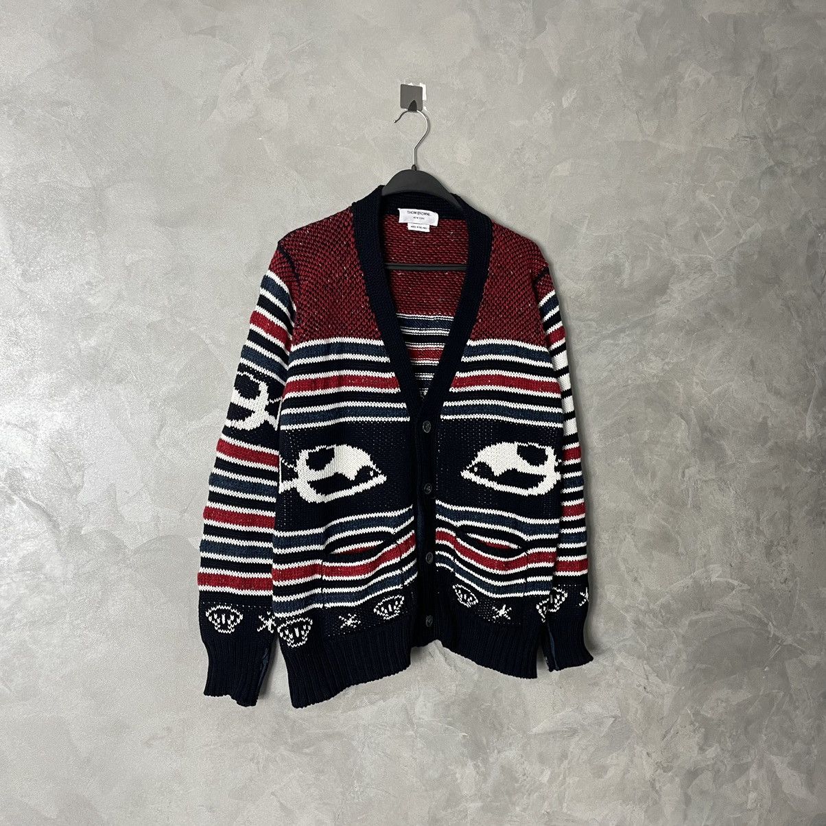Thom Browne Thom Browne Fish Fair Isle Knit Cardigan Size US M / EU 48-50 / 2 - 2 Thumbnail