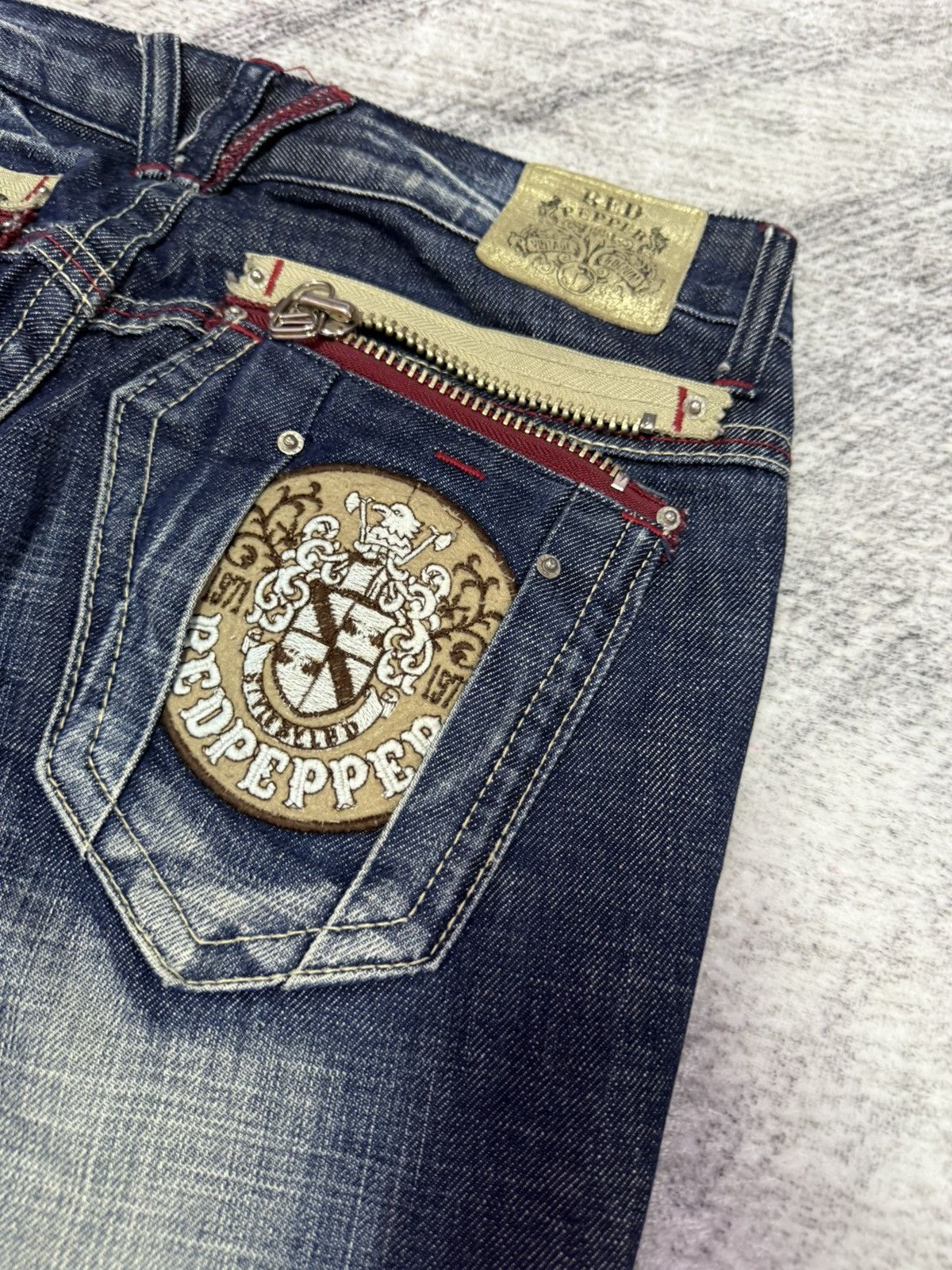Japanese Brand × Tete Homme × semanticdesign Red Pepper Japan Heavy Wash Low Rise Flared Jeans Size US 29 - 15 Thumbnail