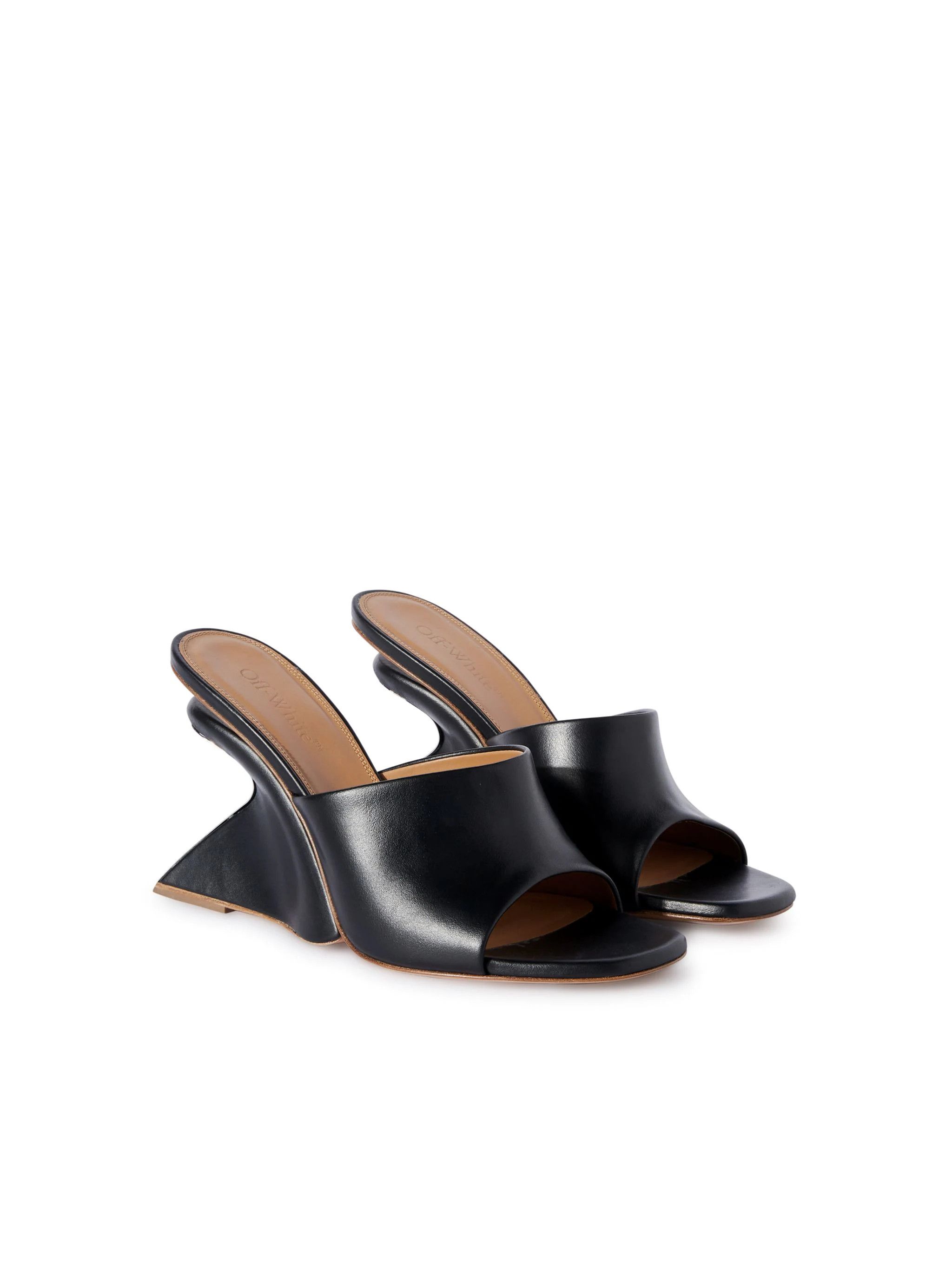 Off-White o1s22i1n0824 Jug Leather Wedge Mules in Black Size US 9 / IT 39 - 1 Thumbnail