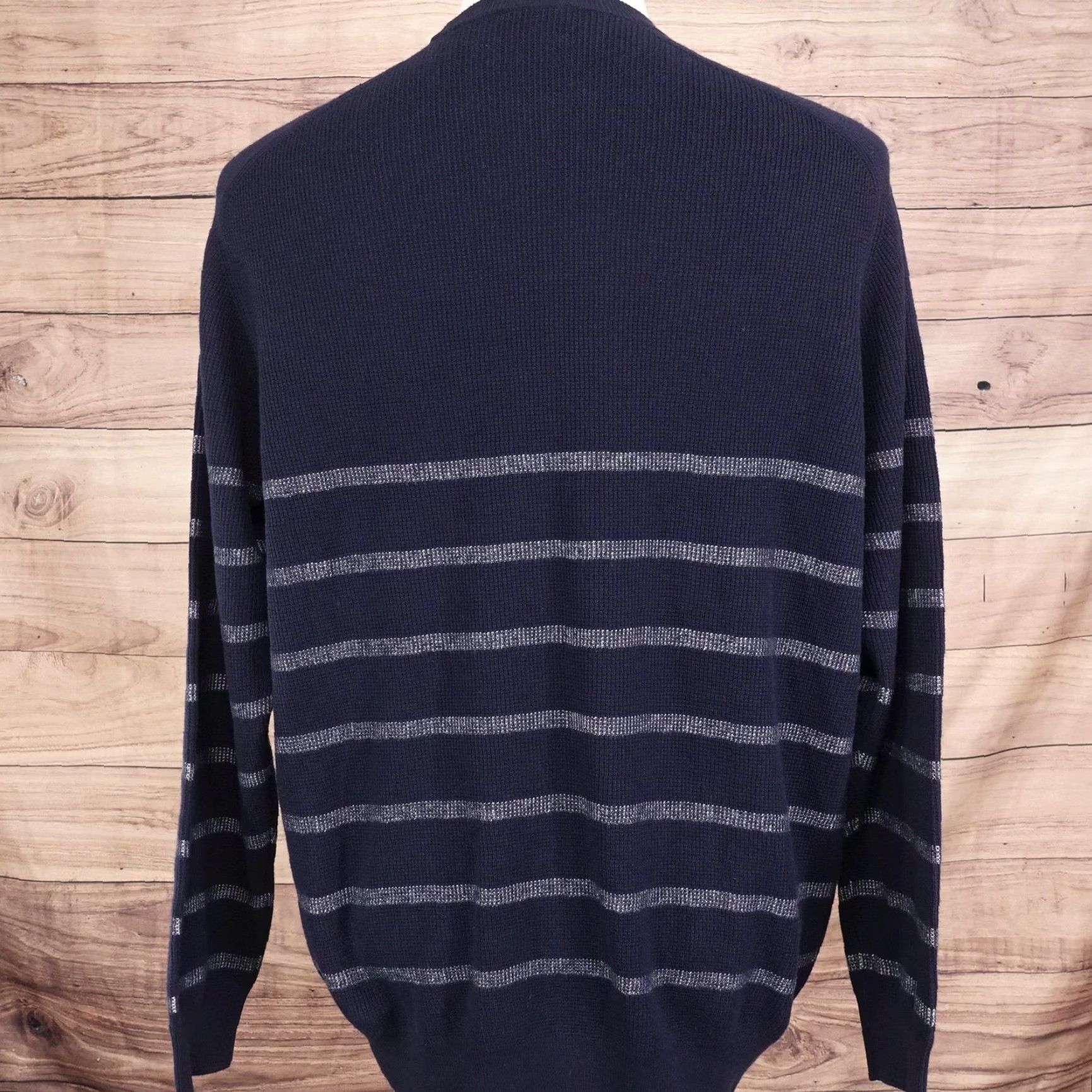Peter Millar Peter Millar Sweater Mens Large Blue Stripe Waffle Knit Crewneck Pullover Size US L / EU 52-54 / 3 - 4 Thumbnail