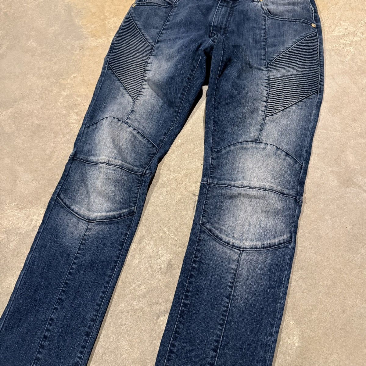 Pierre Balmain Pierre Balmain Paneled Moto Biker Slim Faded Denim Size US 30 / EU 46 - 3 Thumbnail