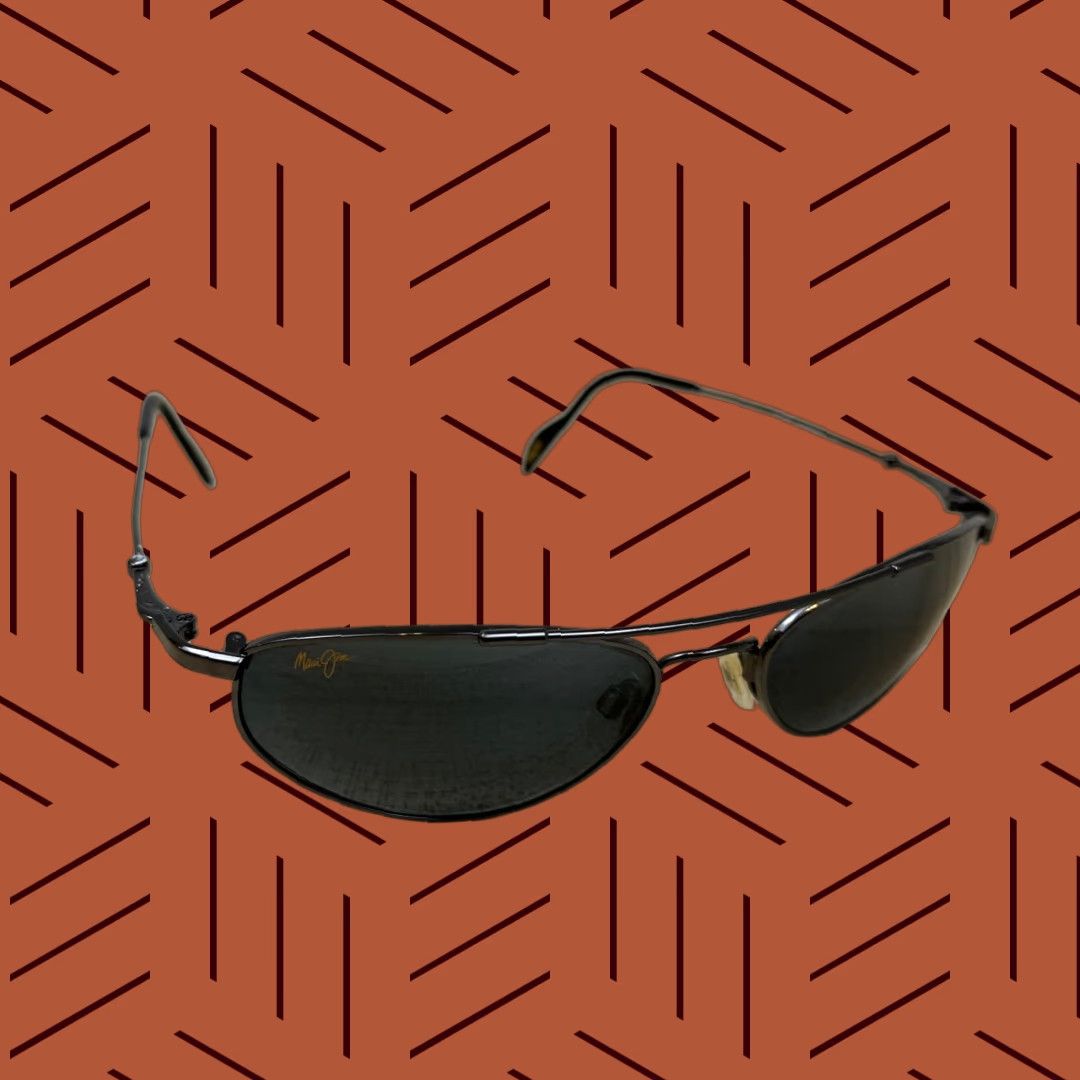 MAUI JIM Sunglasses Aviator Gunmetal Made in Japan Unisex Men Gray Glass Lens Lightweight Flexon MJ-308-02 Style Classic 90s?