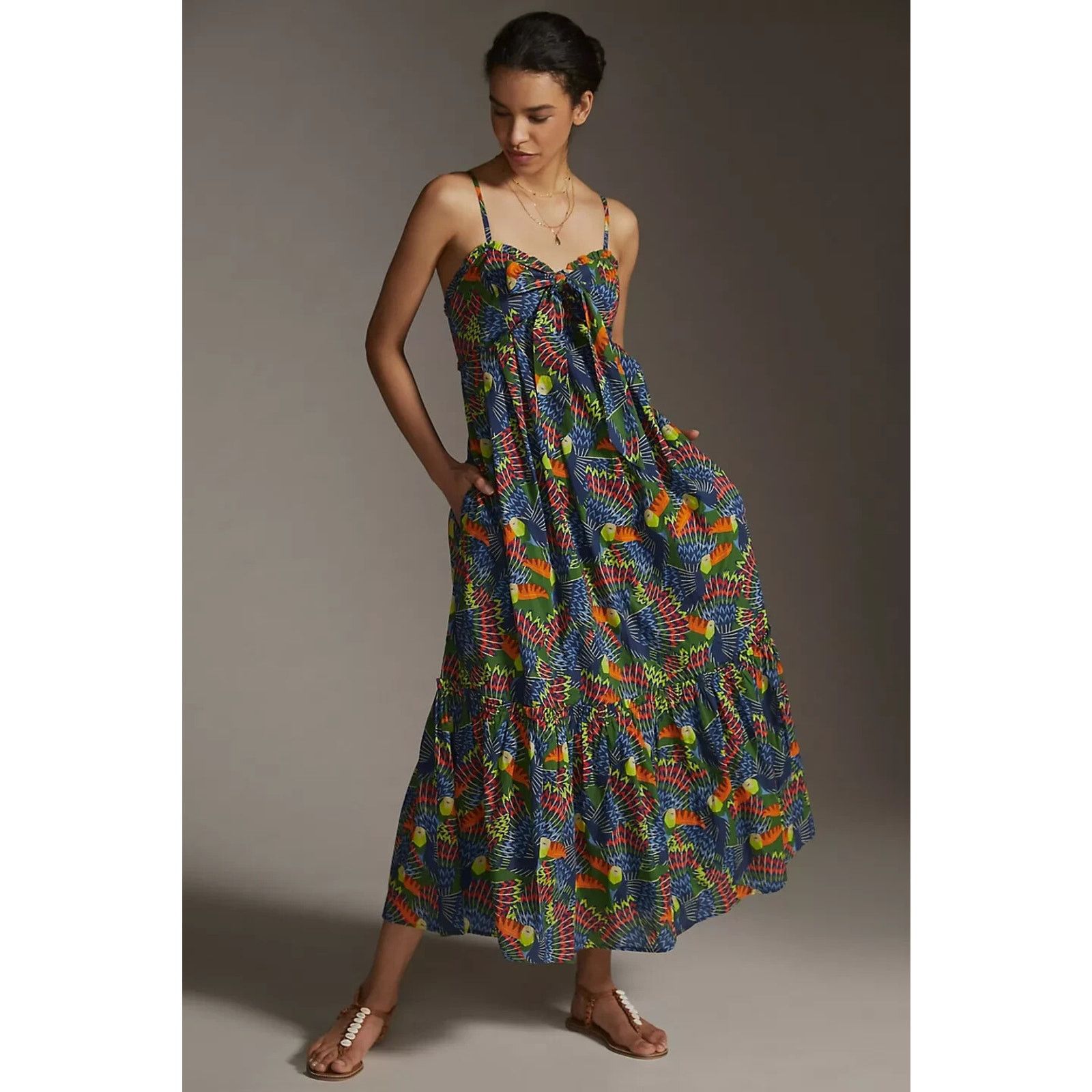 Farm Rio Farm Rio For Anthropologie Multicolor Maxi Dress XXS Size XXS / US 00 / IT 34 - 1 Thumbnail