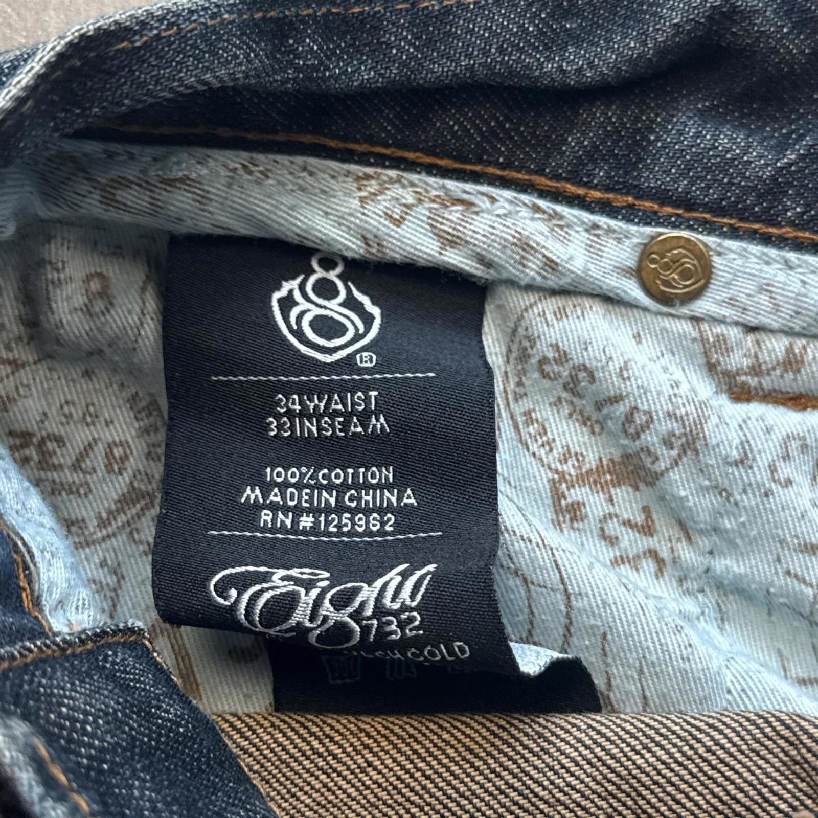 Eighty Eight Eight 732 Vintage 90's Cargo Denim Jeans & Multiple Pockets Size US 34 / EU 50 - 8 Thumbnail