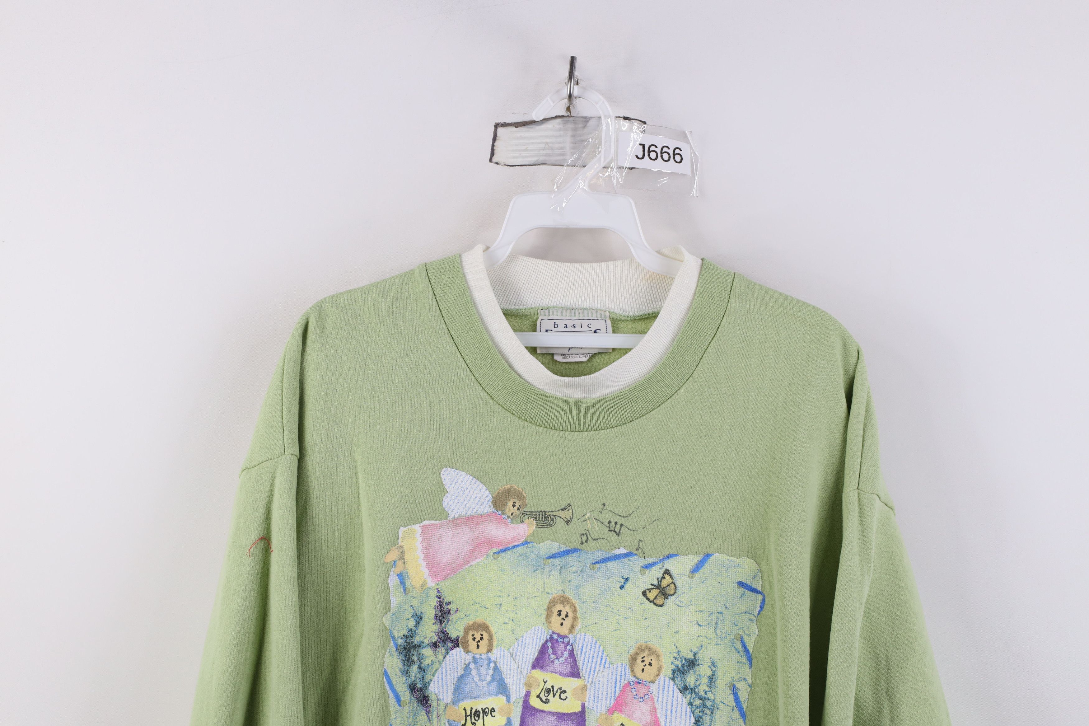 Vintage Vintage 90s Streetwear Angels Layered Sweatshirt Green Size XL / US 12-14 / IT 48-50 - 2 Thumbnail