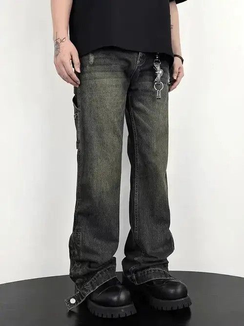 Jean Nostalgic washed workwear-breasted micro-flare jeans Size US 32 / EU 48 - 1 Thumbnail