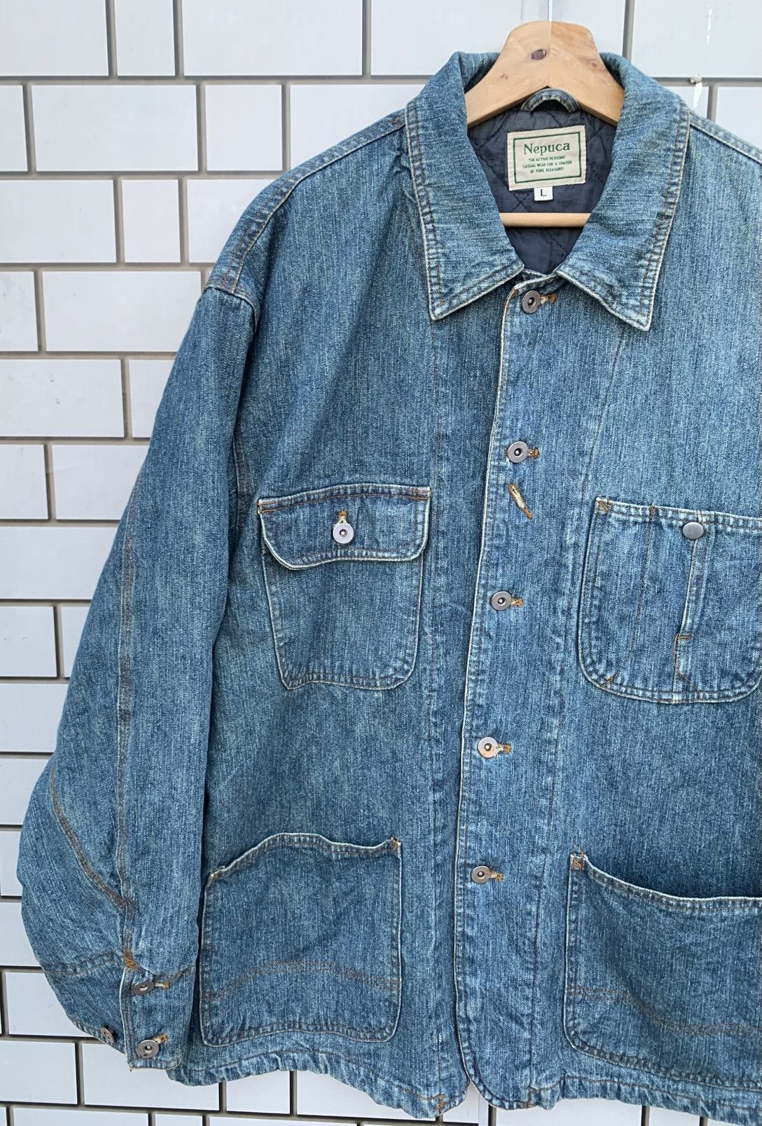 Indigo × Japanese Brand × Vintage Vintage Japanese Brand Nepuca Workwear Denim Jacket Size US L / EU 52-54 / 3 - 8 Thumbnail